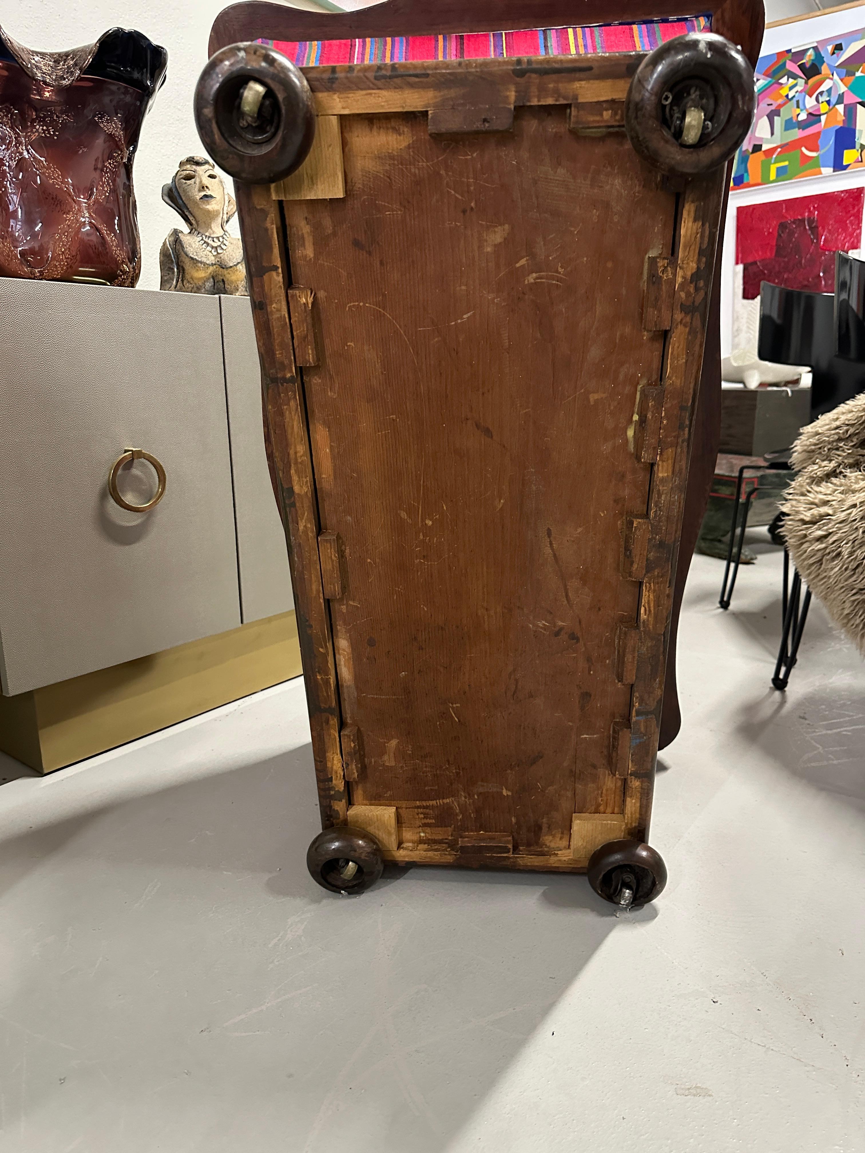 Early Antique Upholstered Bench Chest For Sale 8