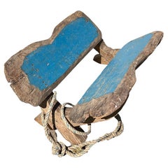 Early Antique Wood Saddle Stand with Rope 1910s - Nowata Oklahoma