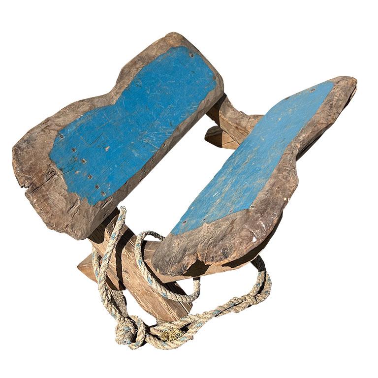 Rustic Early Antique Wood Saddle Stand with Rope 1910s - Nowata Oklahoma For Sale