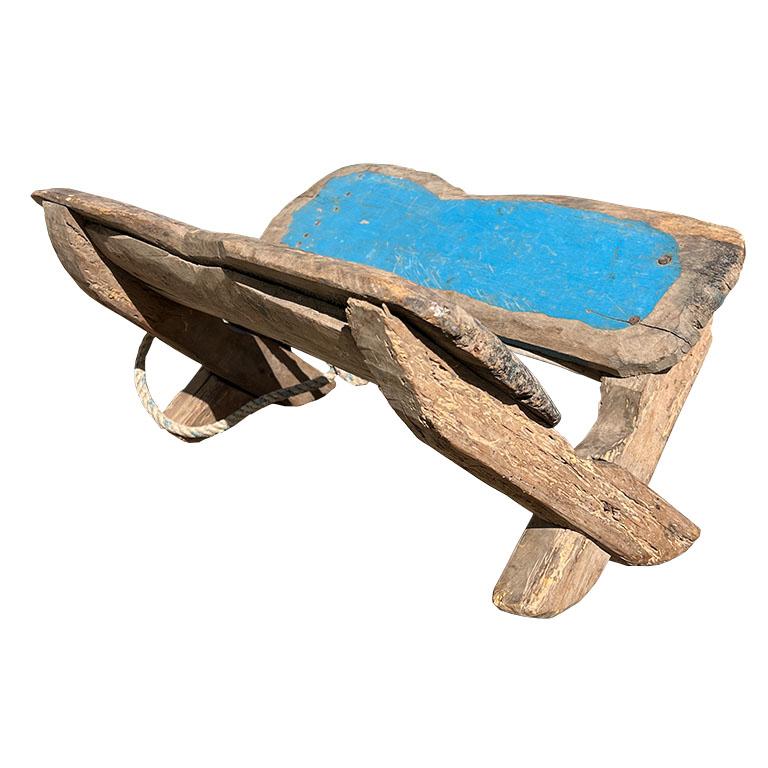 Early Antique Wood Saddle Stand with Rope 1910s - Nowata Oklahoma In Good Condition For Sale In Oklahoma City, OK