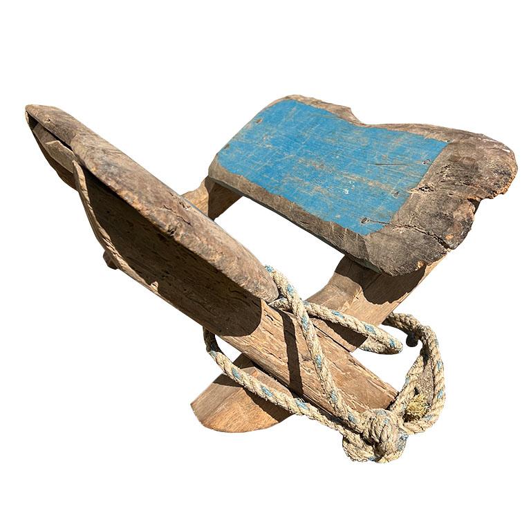 Metal Early Antique Wood Saddle Stand with Rope 1910s - Nowata Oklahoma For Sale