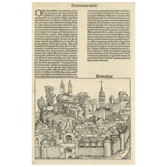 Early Antique Woodcut of Damascus and Trier
