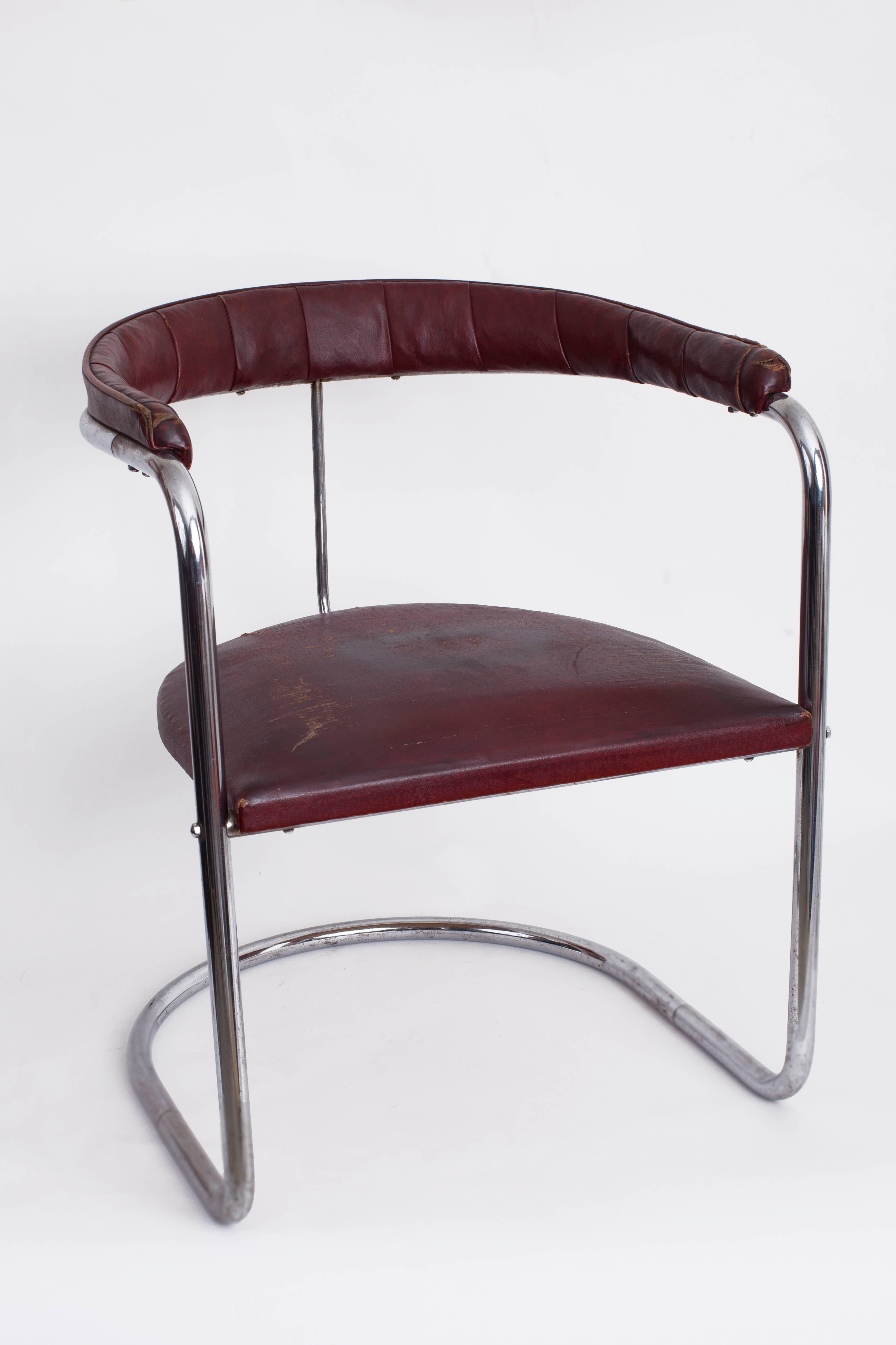 Art Deco Original Anton Lorenz for Thonet Cantilevered Steel Tube SS33 Chair, 1930s For Sale