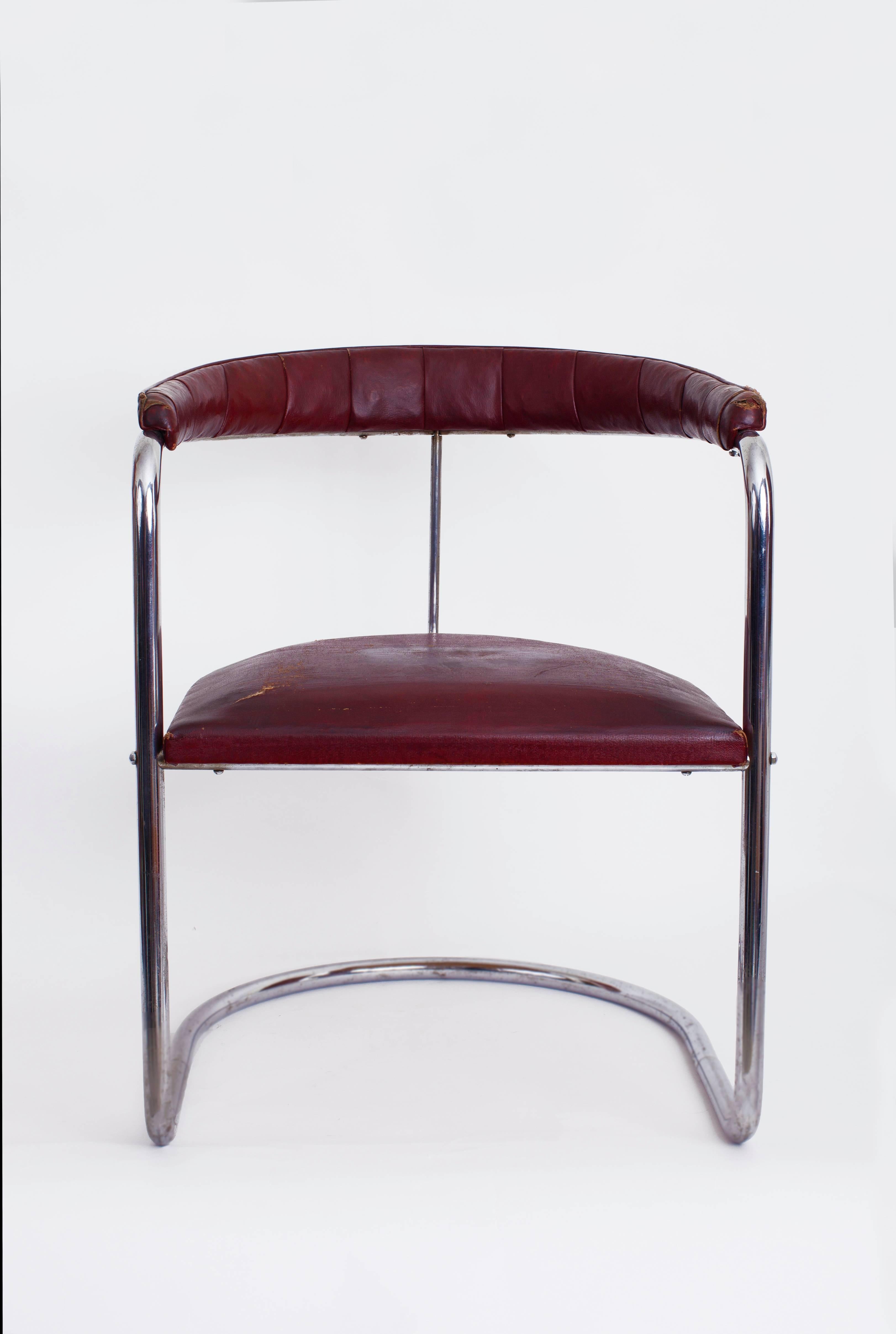 German Original Anton Lorenz for Thonet Cantilevered Steel Tube SS33 Chair, 1930s For Sale