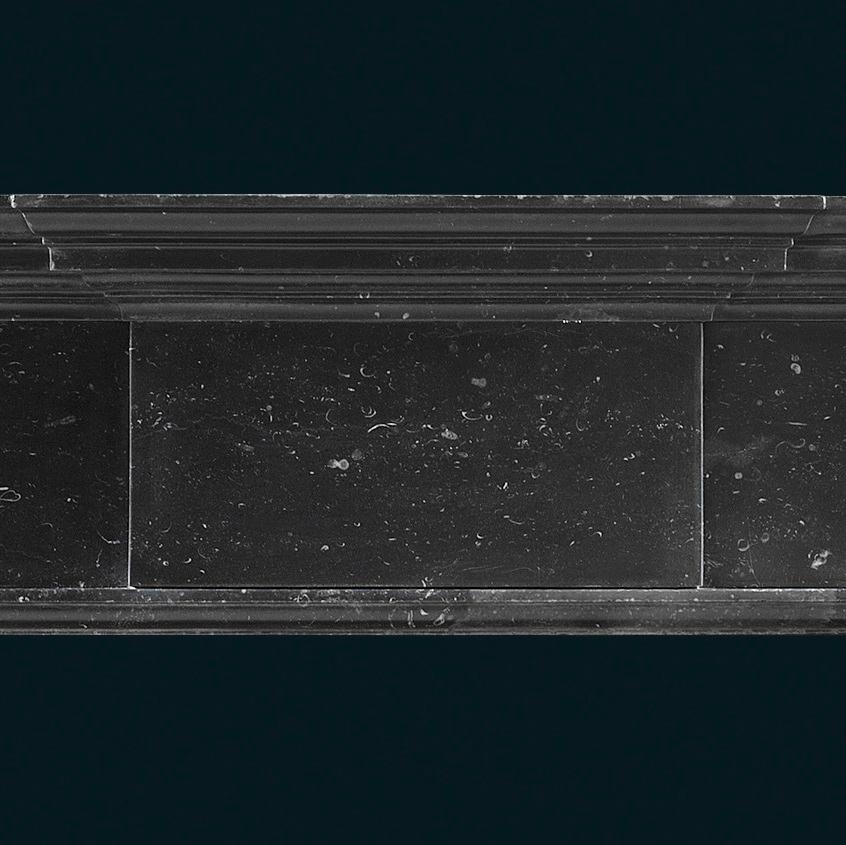Carved Early Architectural Palladian Irish Fireplace Mantel of Black Kilkenny Marble For Sale