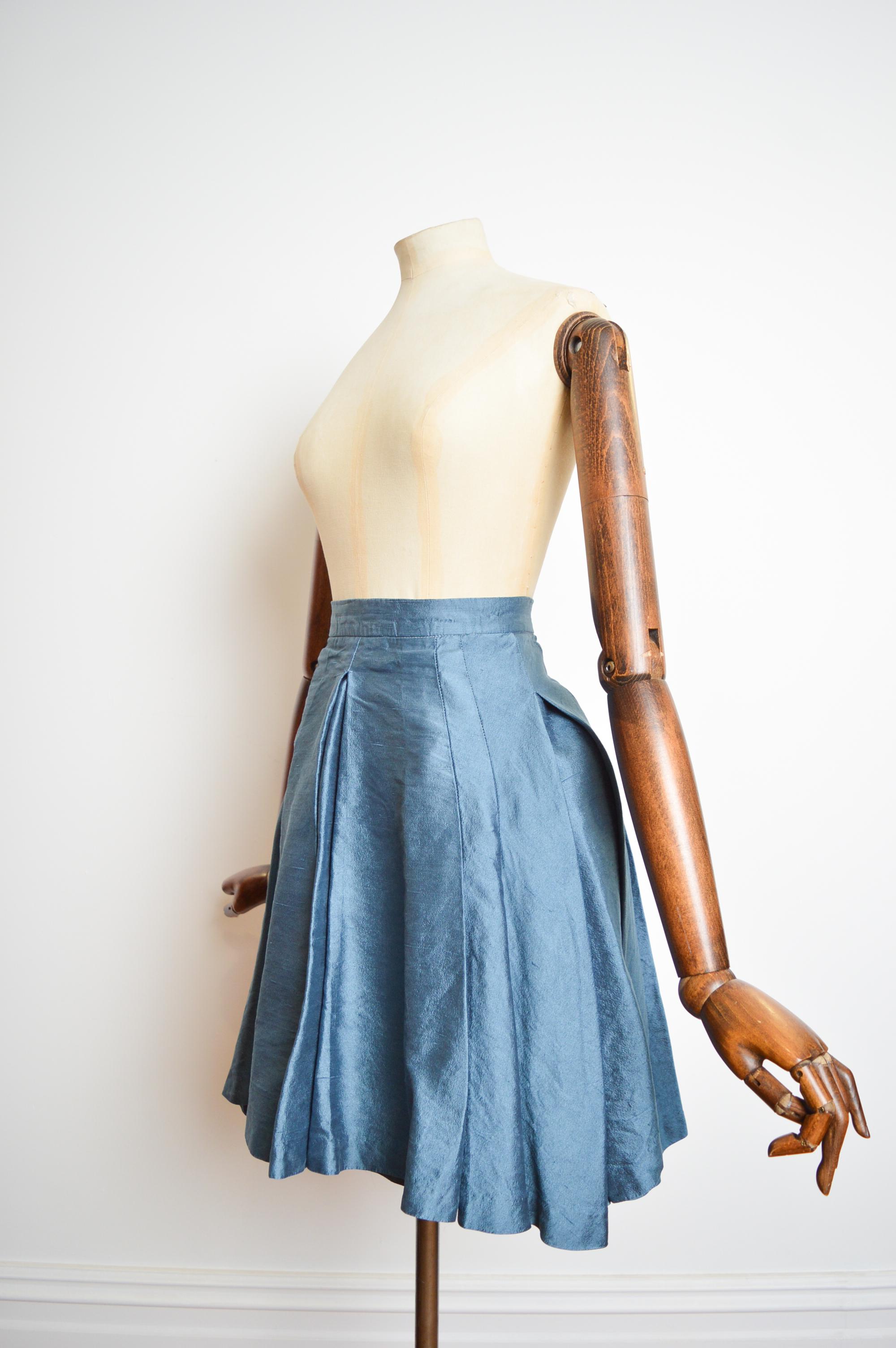 Early Archival VIVIENNE WESTWOOD Silk Bustle Mini Skirt in Corn flower Blue For Sale 6