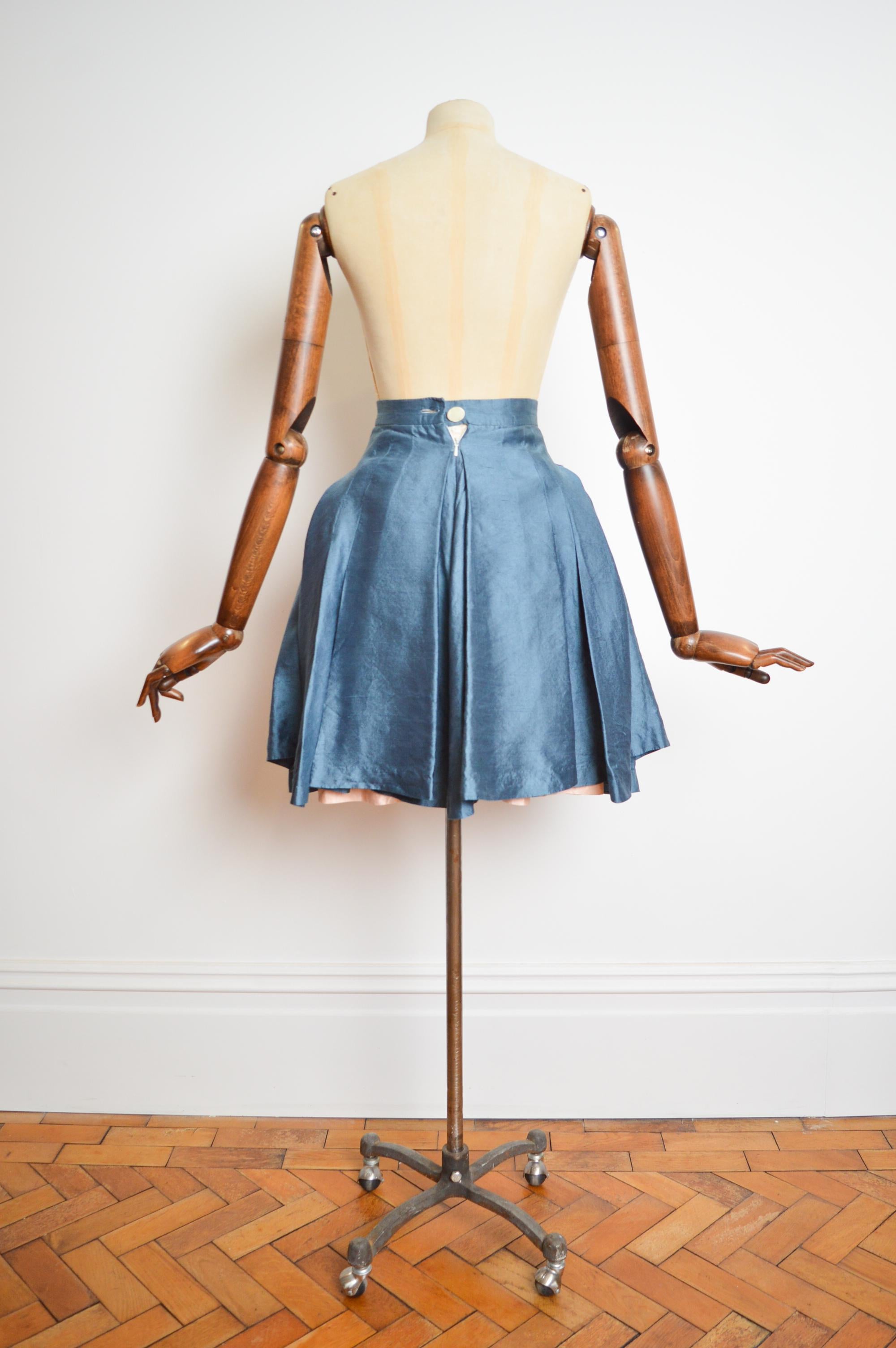 Early Archival VIVIENNE WESTWOOD Silk Bustle Mini Skirt in Corn flower Blue For Sale 7