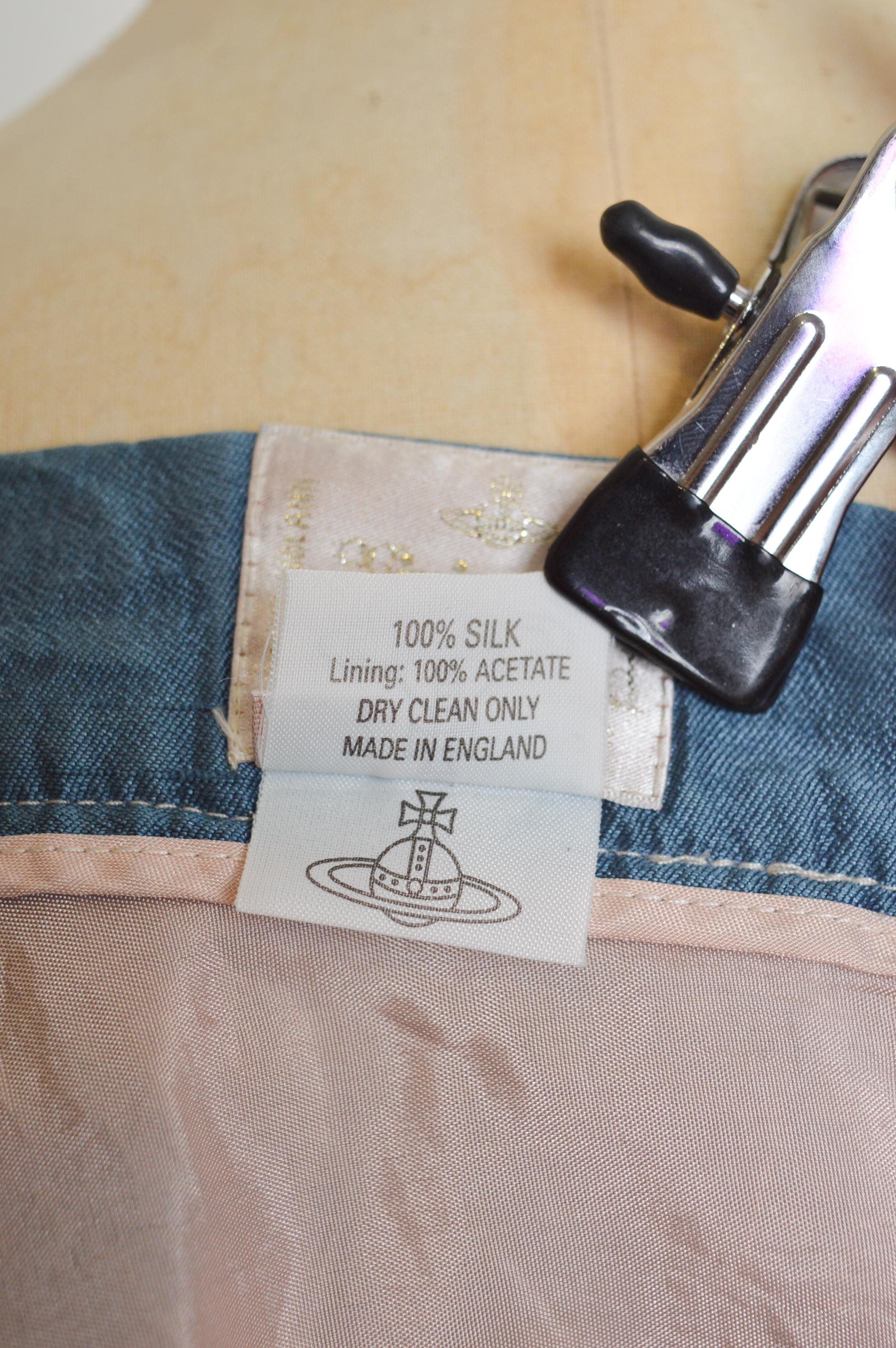 Early Archival VIVIENNE WESTWOOD Silk Bustle Mini Skirt in Corn flower Blue For Sale 11
