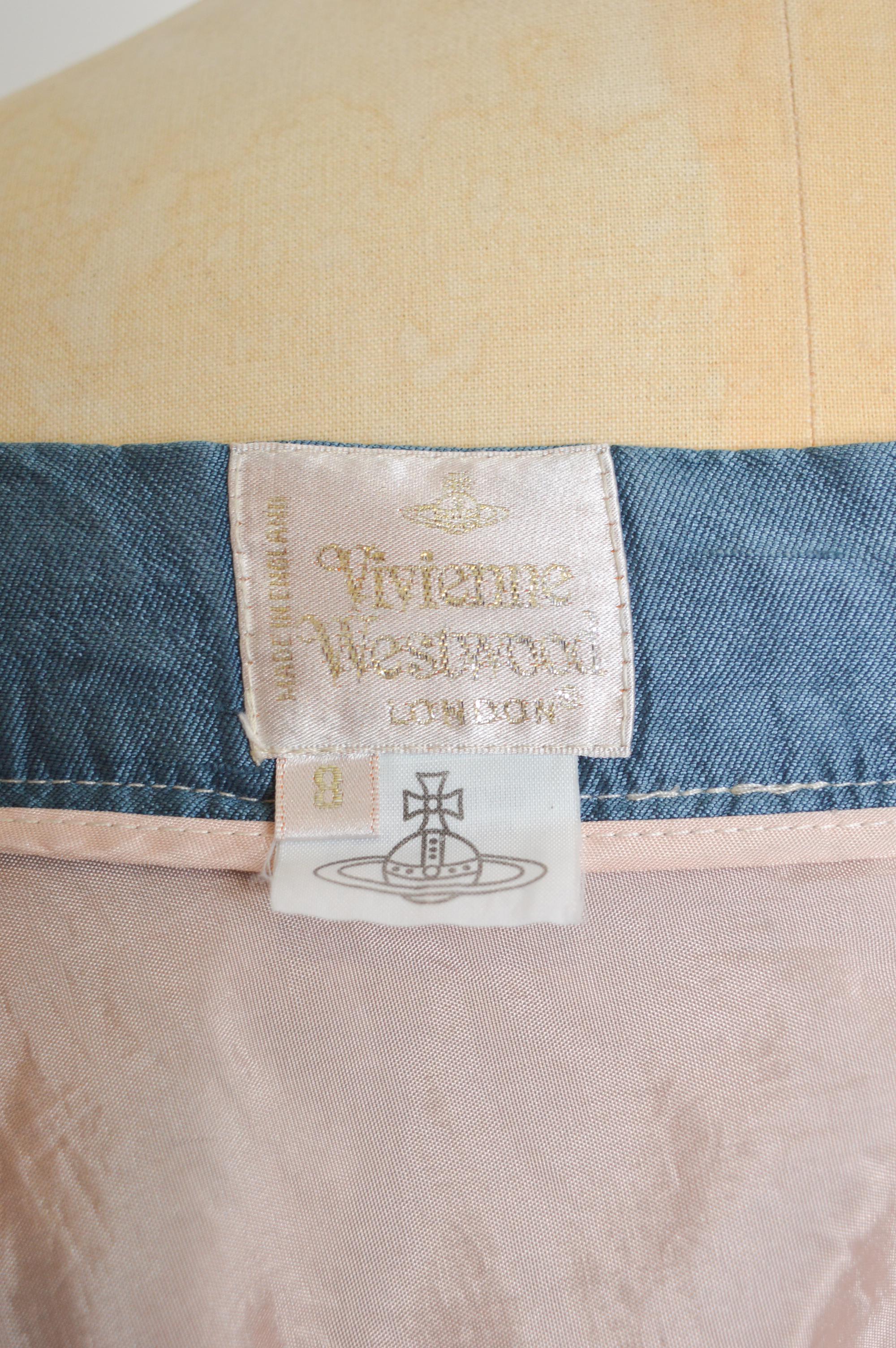Early Archival VIVIENNE WESTWOOD Silk Bustle Mini Skirt in Corn flower Blue For Sale 14