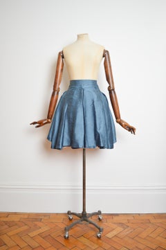 Early Archival VIVIENNE WESTWOOD Silk Bustle Mini Skirt in Corn flower Blue