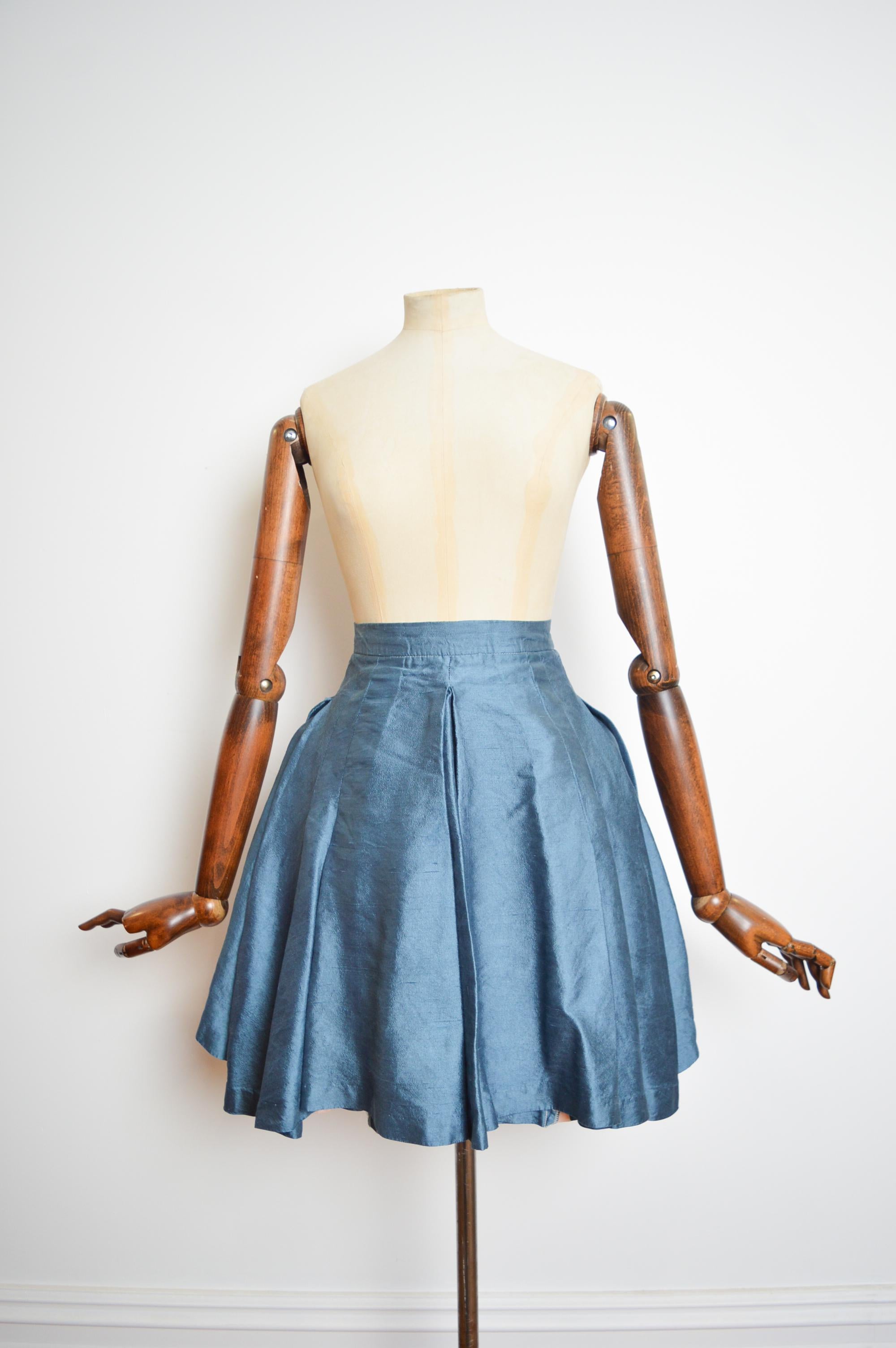 Early Archival VIVIENNE WESTWOOD Silk Bustle Mini Skirt in Corn flower Blue In Good Condition For Sale In Sheffield, GB