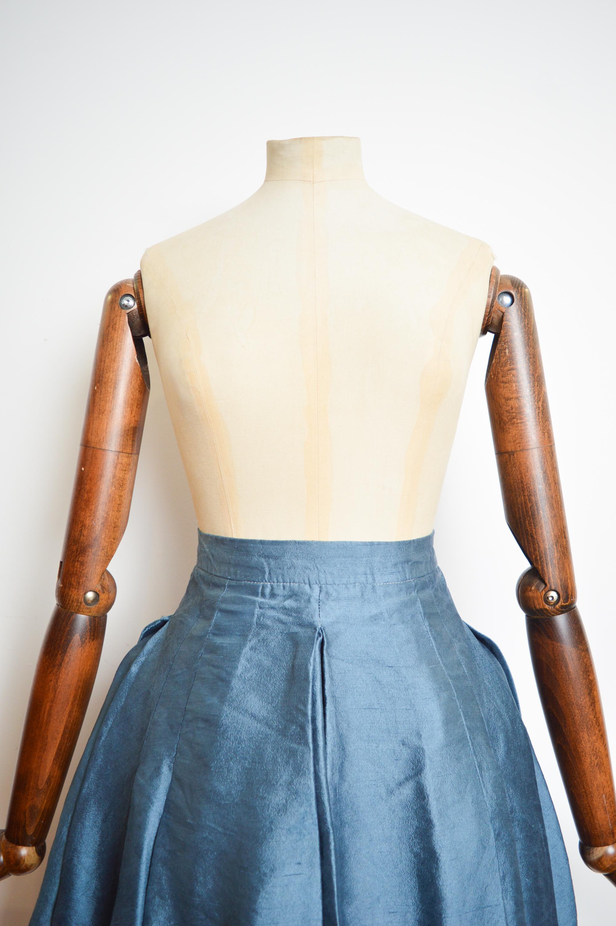 Women's Early Archival VIVIENNE WESTWOOD Silk Bustle Mini Skirt in Corn flower Blue For Sale