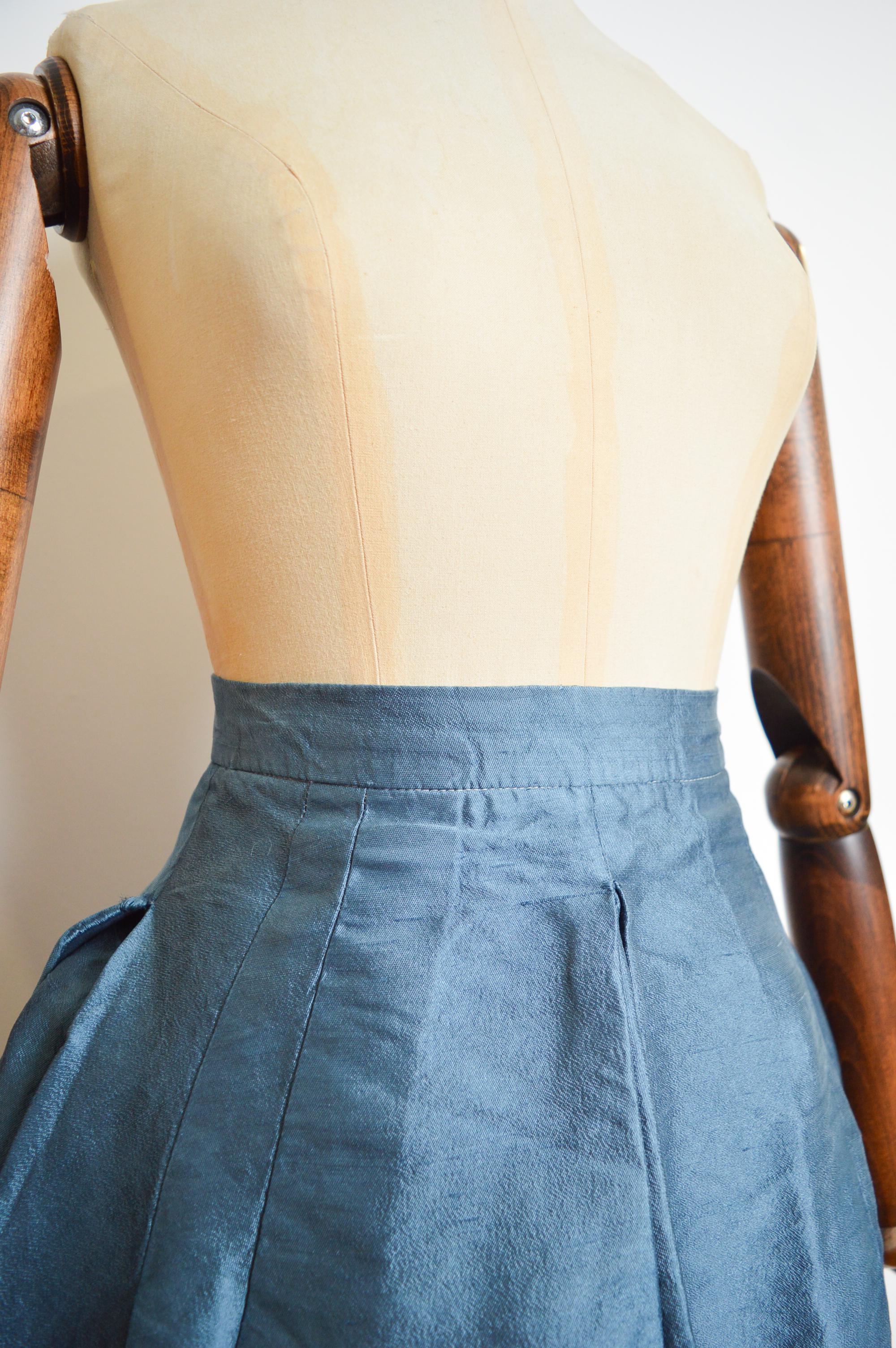 Early Archival VIVIENNE WESTWOOD Silk Bustle Mini Skirt in Corn flower Blue For Sale 1
