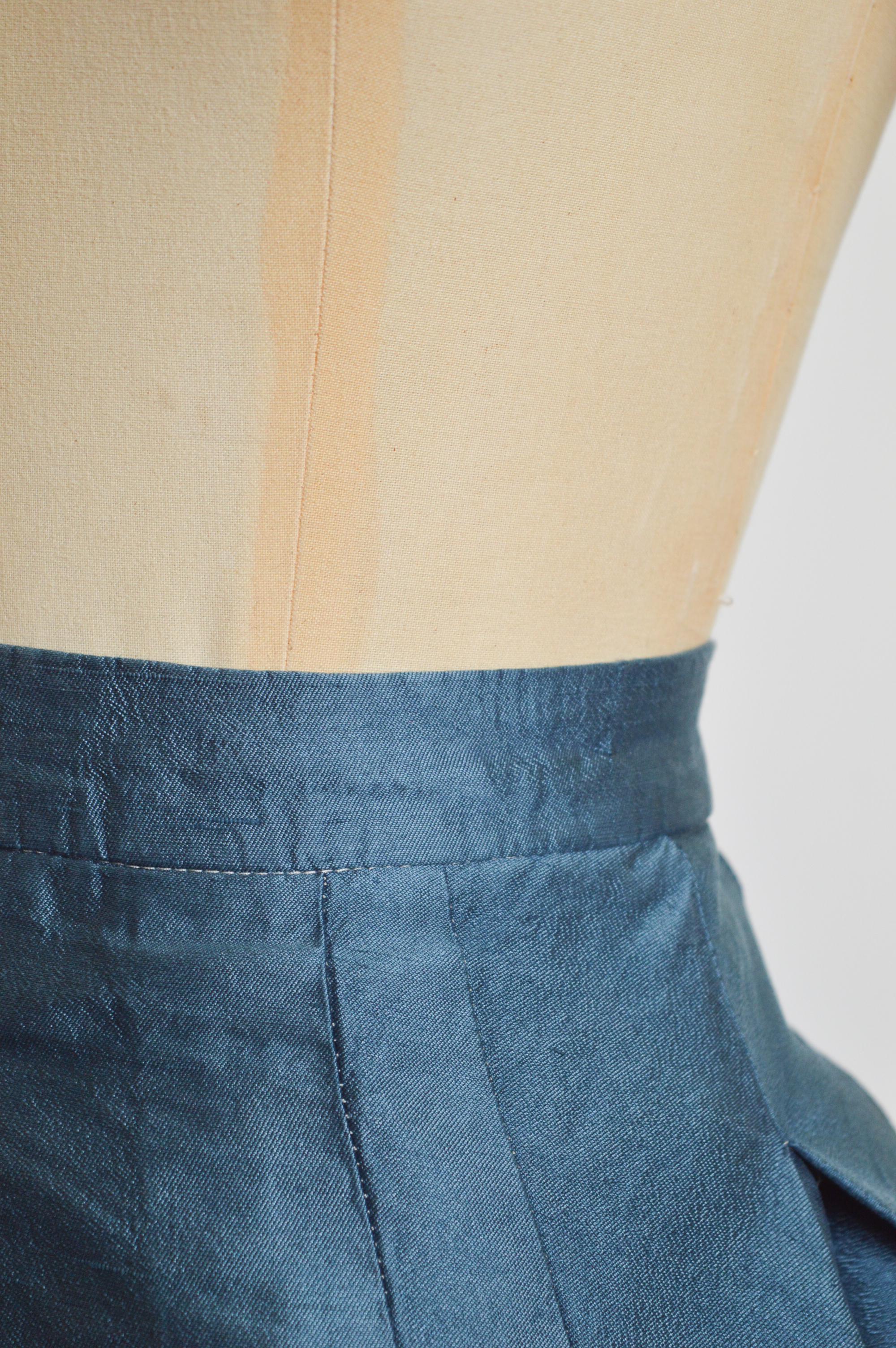 Early Archival VIVIENNE WESTWOOD Silk Bustle Mini Skirt in Corn flower Blue For Sale 3