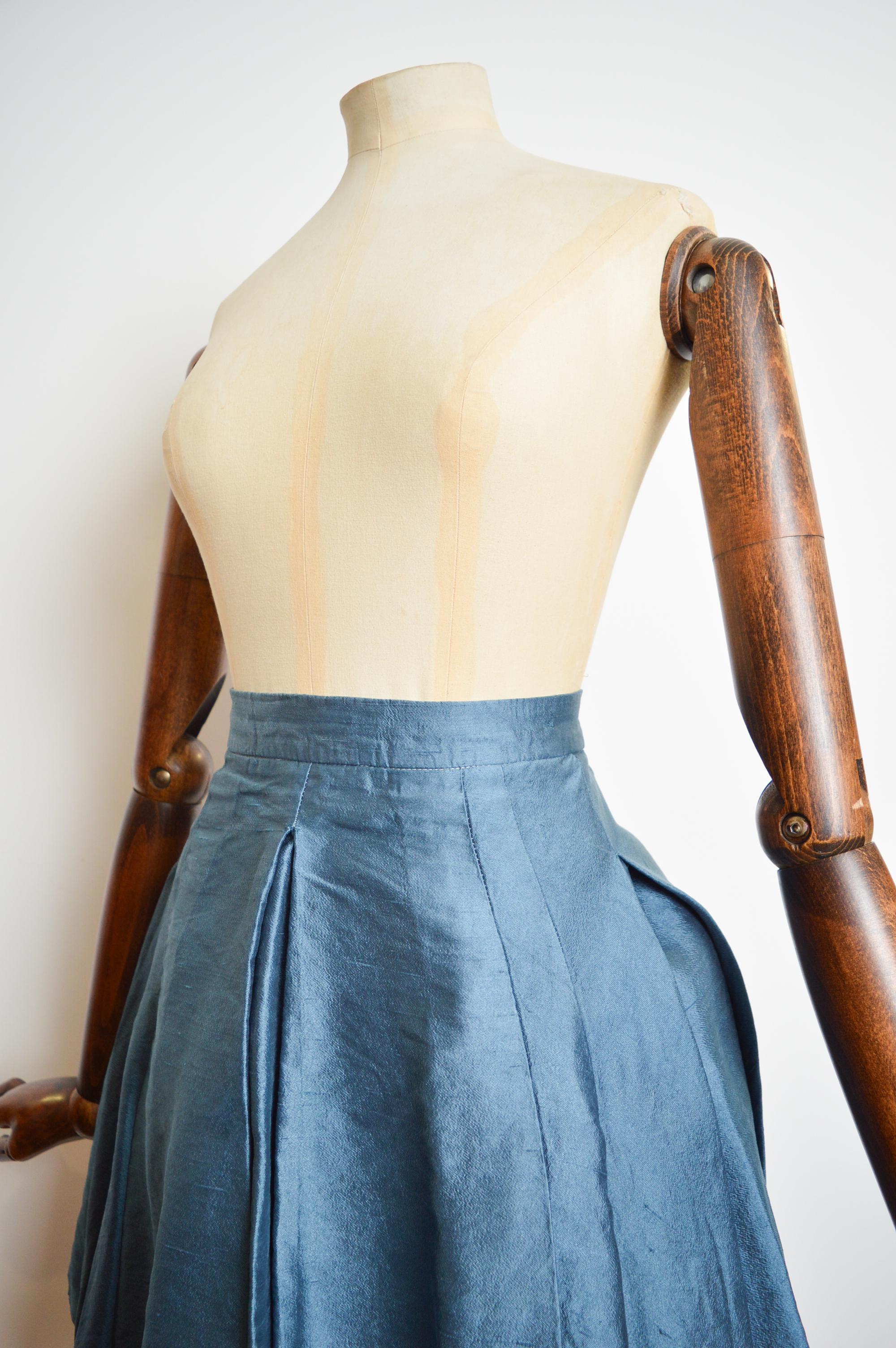 Early Archival VIVIENNE WESTWOOD Silk Bustle Mini Skirt in Corn flower Blue For Sale 4