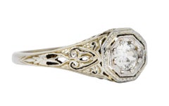 Early Art Deco 0.25 Carat Diamond 18 Karat Platinum-Topped Engagement Ring Circa