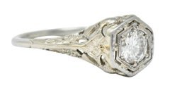 Early Art Deco 0.41 Carat Diamond 18 Karat Gold Lovebird Engagement Ring