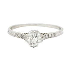 Antique Early Art Deco 0.50 Carat Diamond Platinum Engagement Ring, Circa 1920