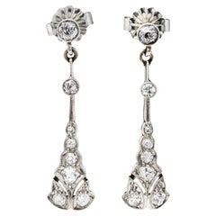 Early Art Deco 0.50 Carat Diamond Platinum-Topped 14 Karat Gold Drop Earrings