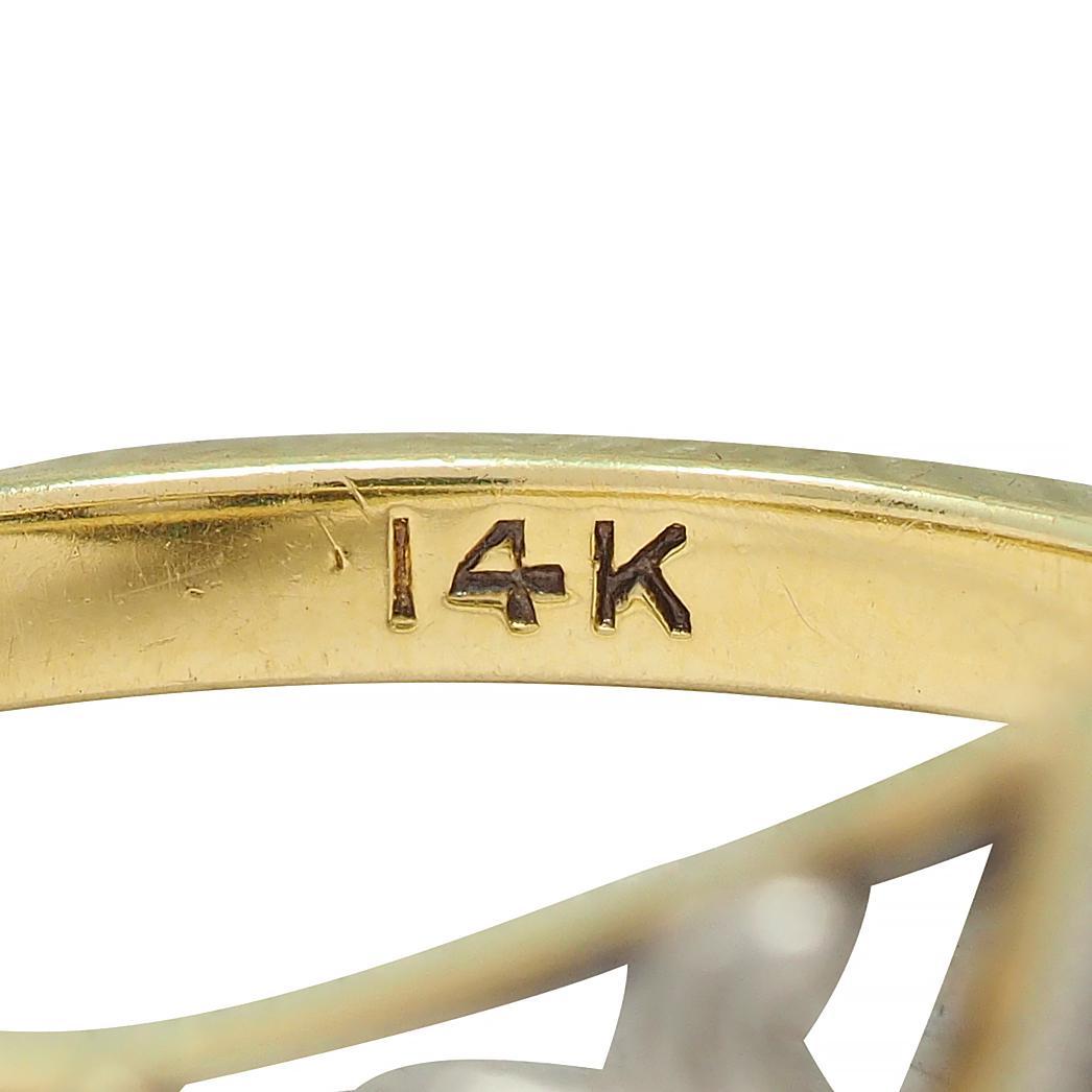 Early Art Deco 0.51 CTW Old European Diamond Platinum 14 Karat Engagement Ring For Sale 5