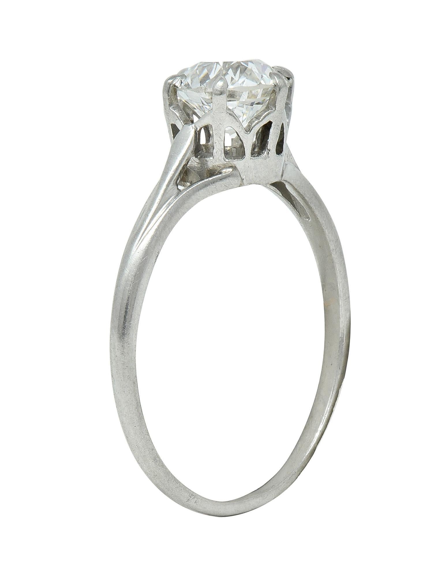 Early Art Deco 0.73 CTW Old European Cut Diamond Platinum Engagement Ring For Sale 5