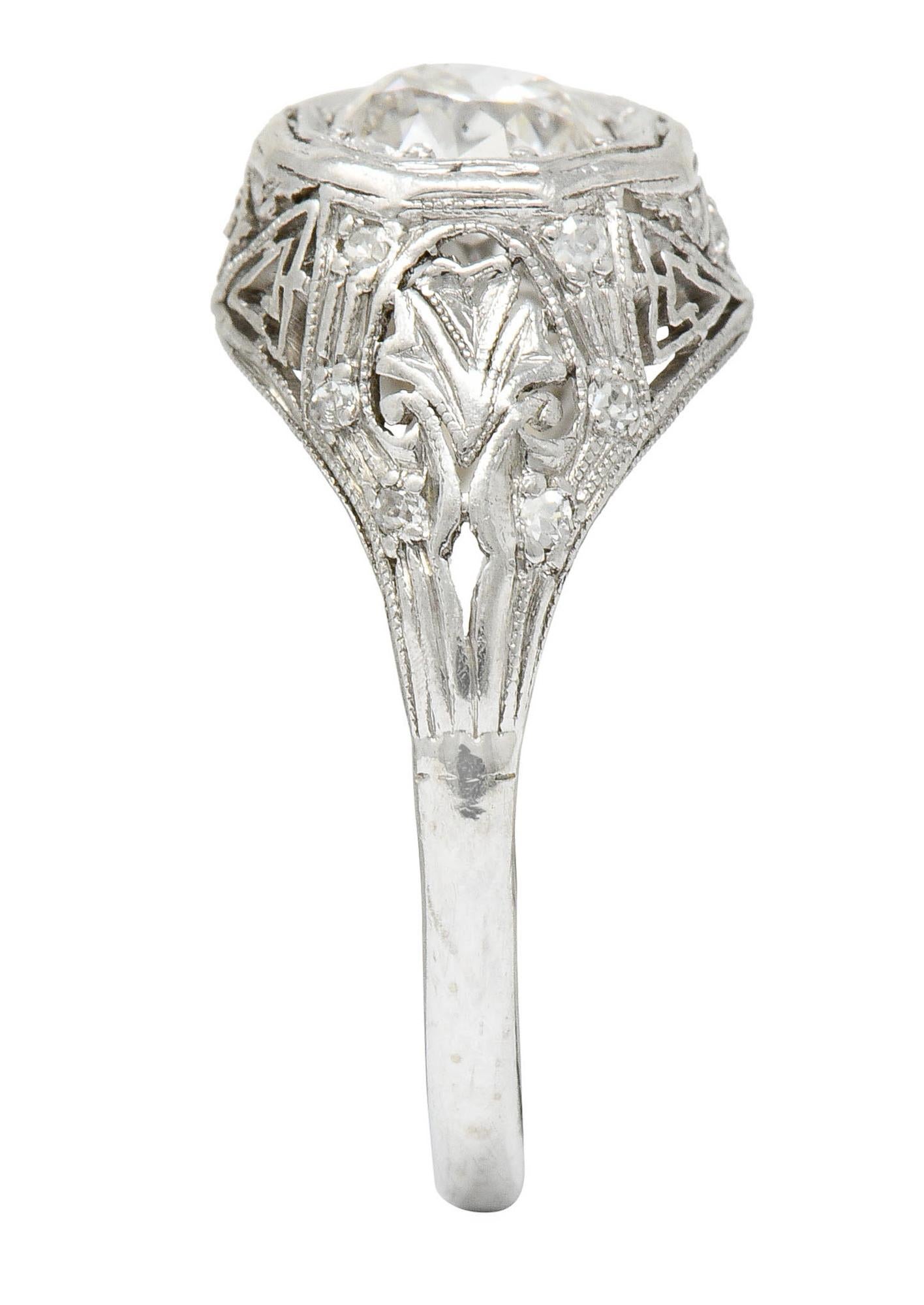 Early Art Deco 0.75 Carat Diamond 14 Karat White Gold Engagement Ring 1