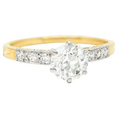 Early Art Deco 0.95 Carat Diamond Platinum-Topped 18 Karat Gold Engagement Ring