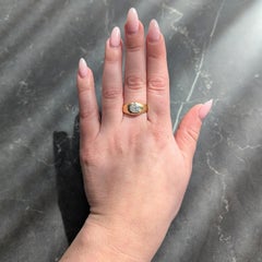 Early Art Deco 1.35 CT Old Mine Cut Diamond 18K Yellow Gold Antique Gypsy Ring