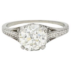 Early Art Deco 1.66 CTW Diamond Platinum Butterfly Antique Engagement Ring GIA