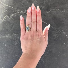 Early Art Deco 1.68 CTW Topaz Diamond Platinum 14 Karat Gold Antique Dinner Ring