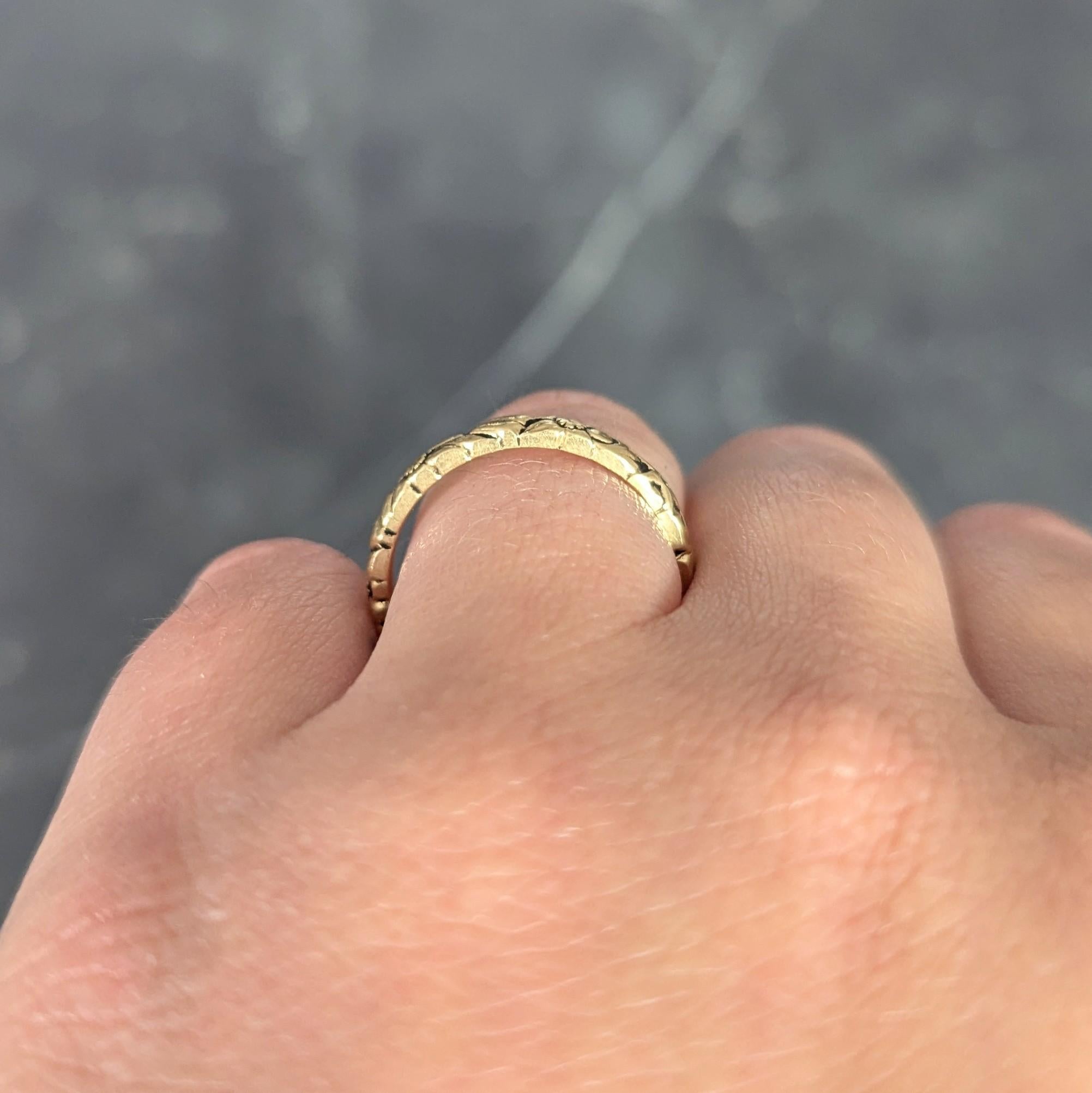 Early Art Deco 18 Karat Yellow Gold Orange Blossom Antique Wedding Band Ring 7