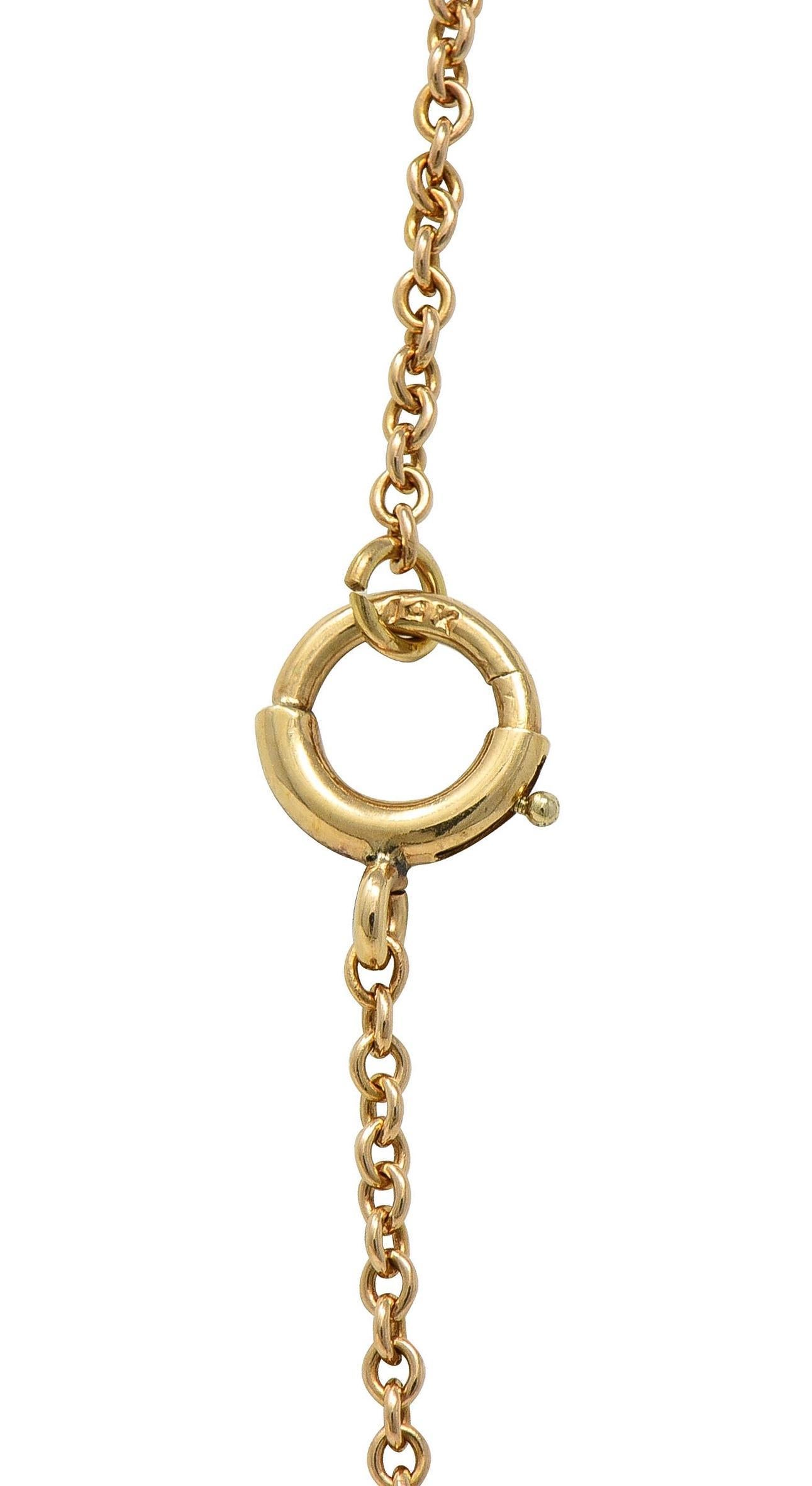 Collier Sartouir en or jaune 14 carats avec zircon bleu, début Art déco en vente 2