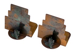Early Art Deco Brass Bookends with Scottie Statues