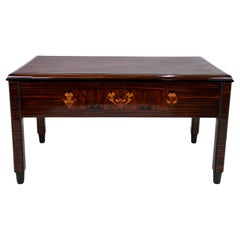 Early Art Deco Desk in Nutwood and Leather with Inlays France 1925