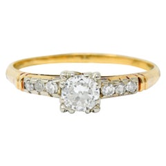 Antique Early Art Deco Diamond 14 Karat Two-Tone Gold Engagement Ring