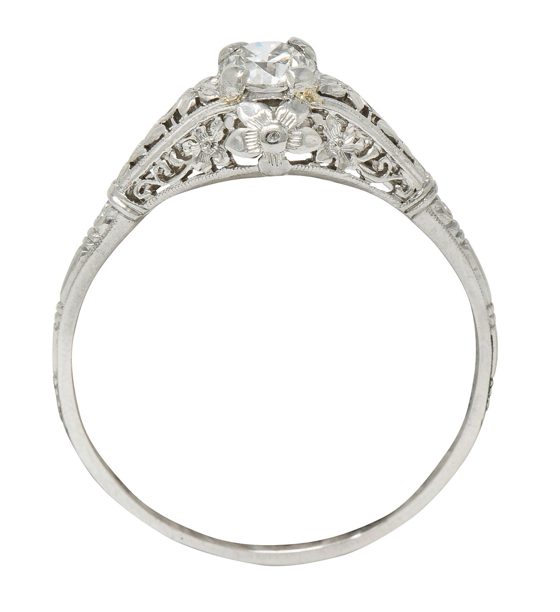 Early Art Deco Diamond Platinum Orange Blossom Engagement Ring 5