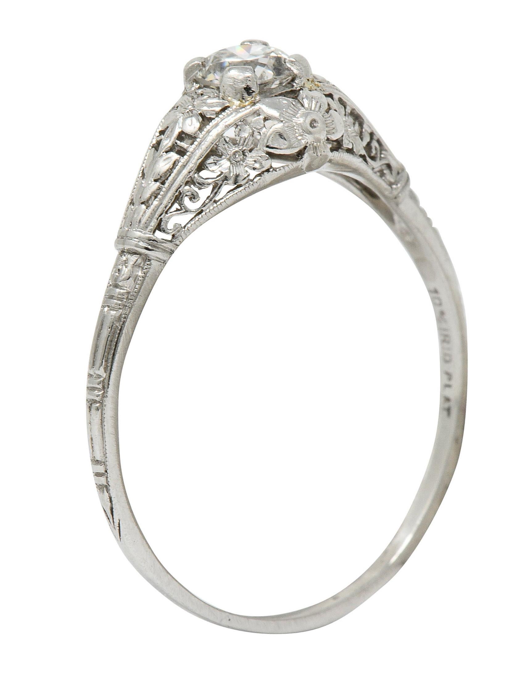 Early Art Deco Diamond Platinum Orange Blossom Engagement Ring 6
