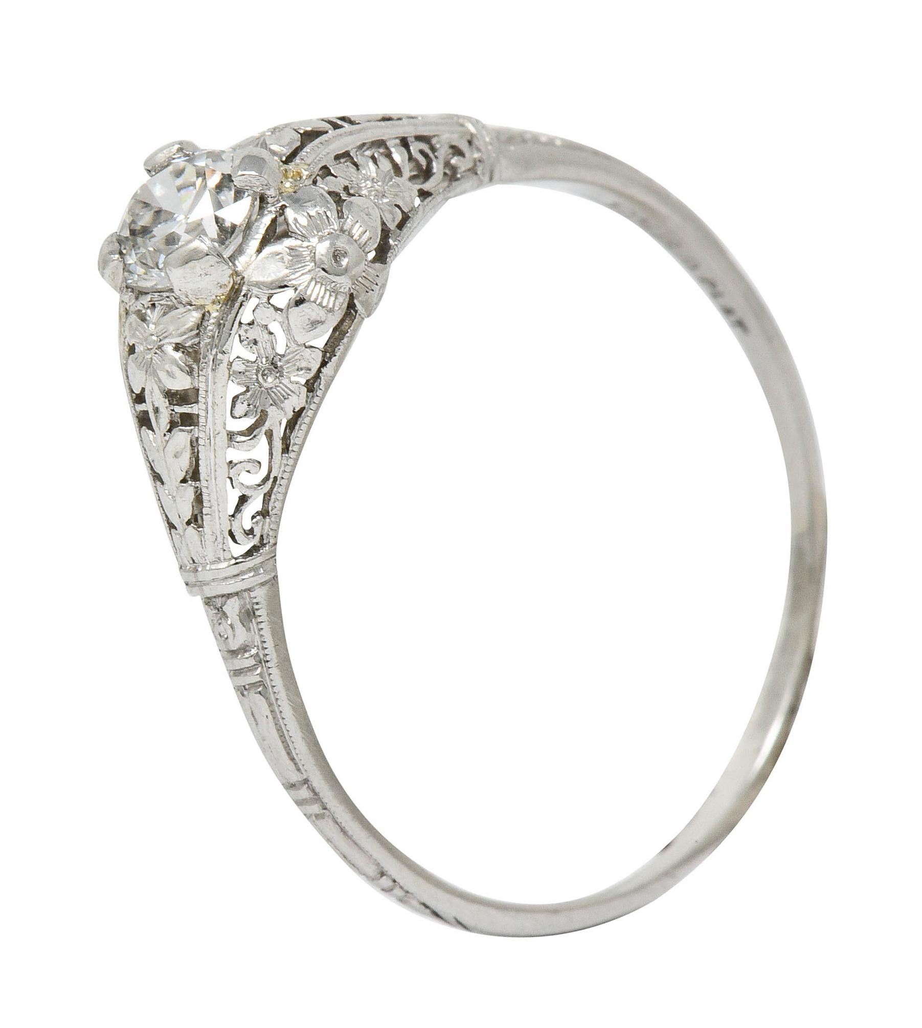 Early Art Deco Diamond Platinum Orange Blossom Engagement Ring 7