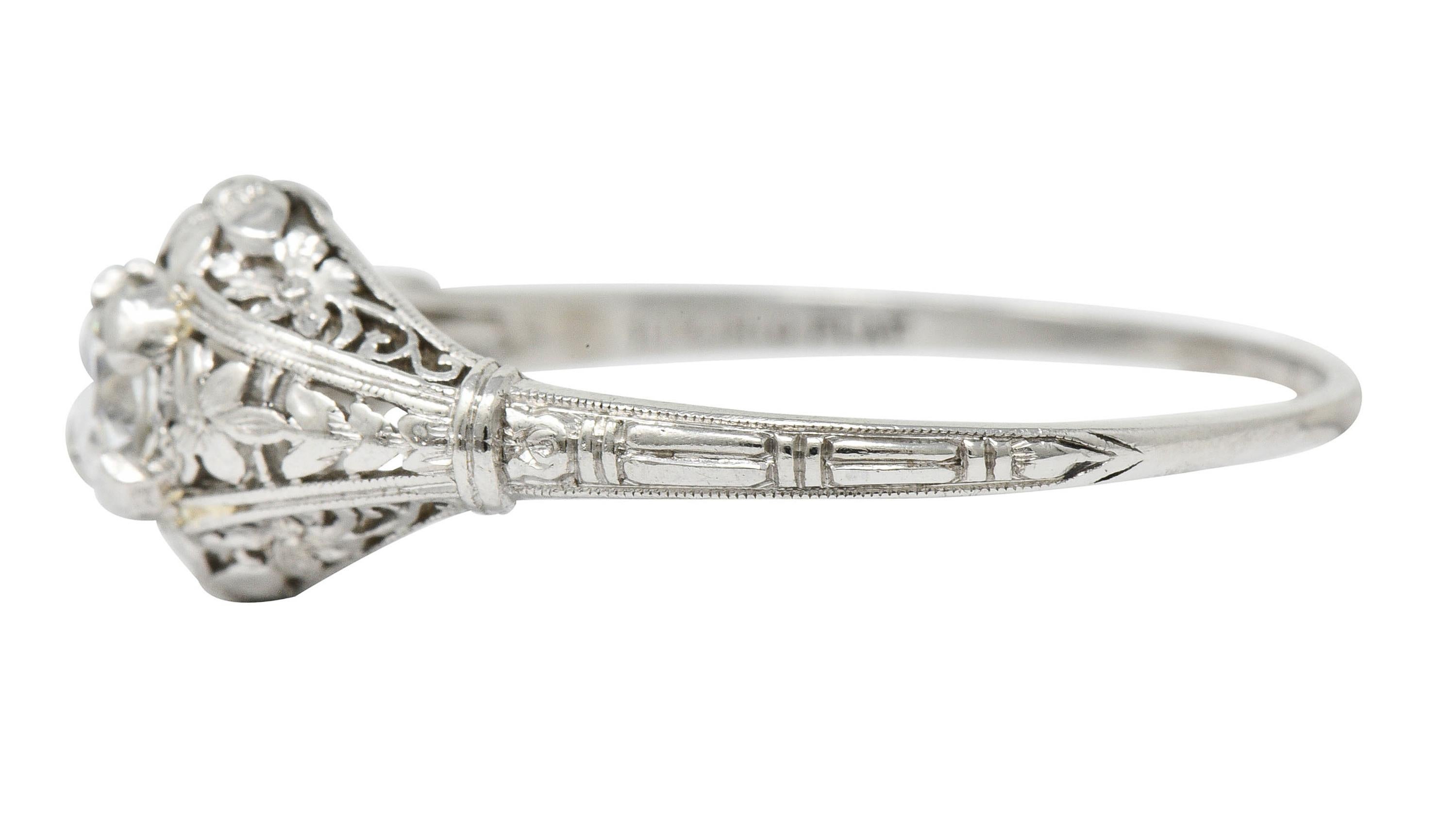 Women's or Men's Early Art Deco Diamond Platinum Orange Blossom Engagement Ring