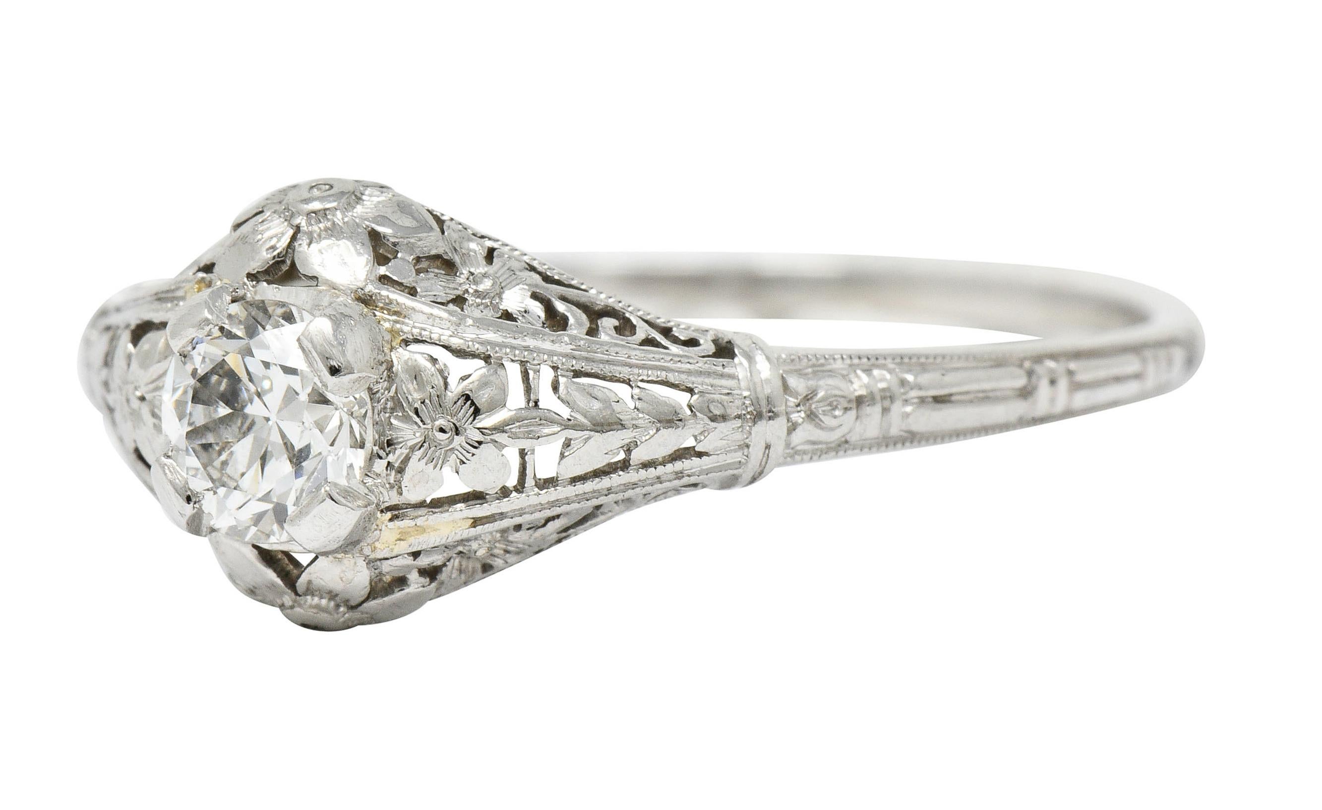 Early Art Deco Diamond Platinum Orange Blossom Engagement Ring 1