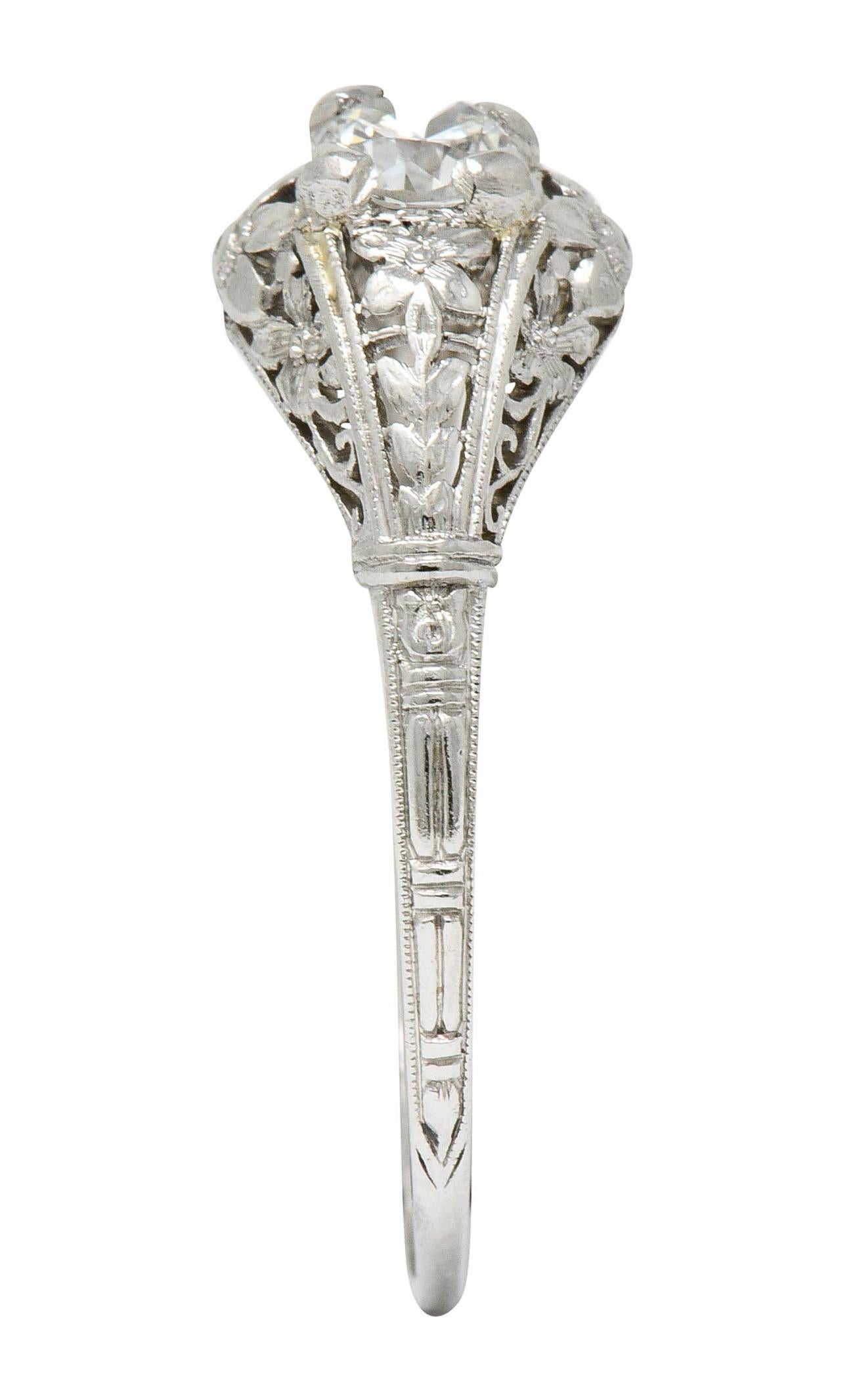 Early Art Deco Diamond Platinum Orange Blossom Engagement Ring 4