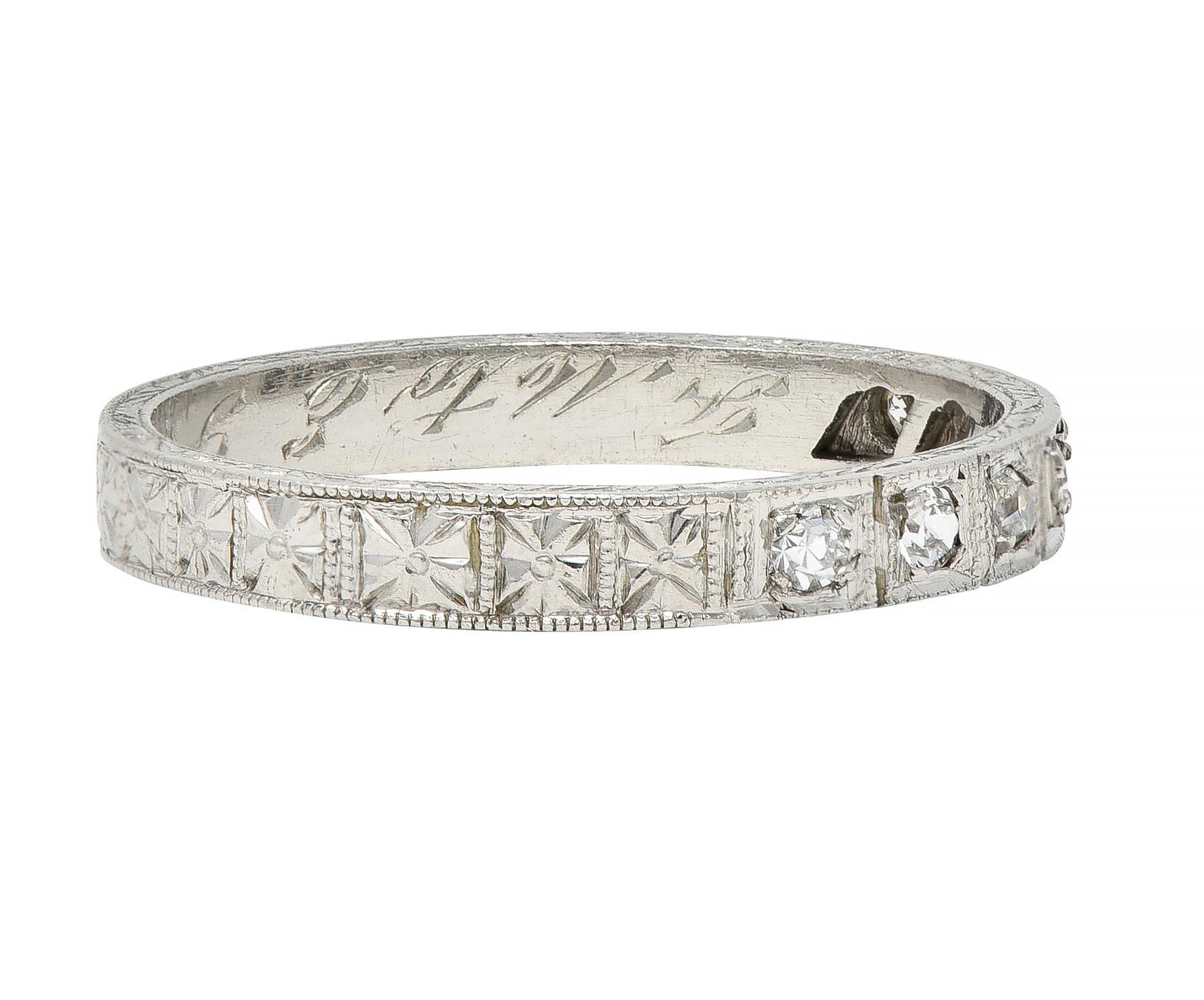 Frühes Art Deco Diamant Platin Orange Blossom Vintage Hochzeit Band Ring (Art déco)