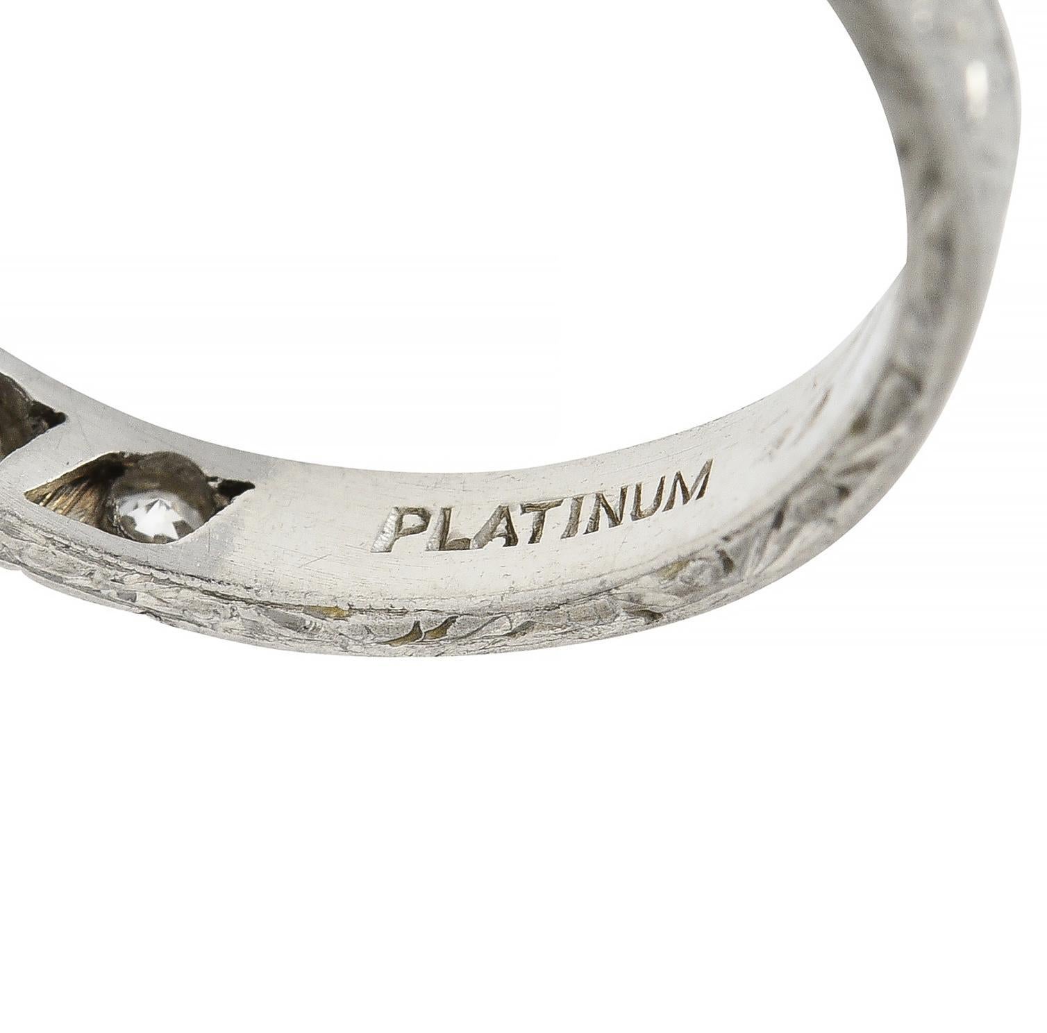 Early Art Deco Diamond Platinum Orange Blossom Vintage Wedding Band Ring 2