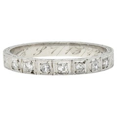 Early Art Deco Diamond Platinum Orange Blossom Vintage Wedding Band Ring