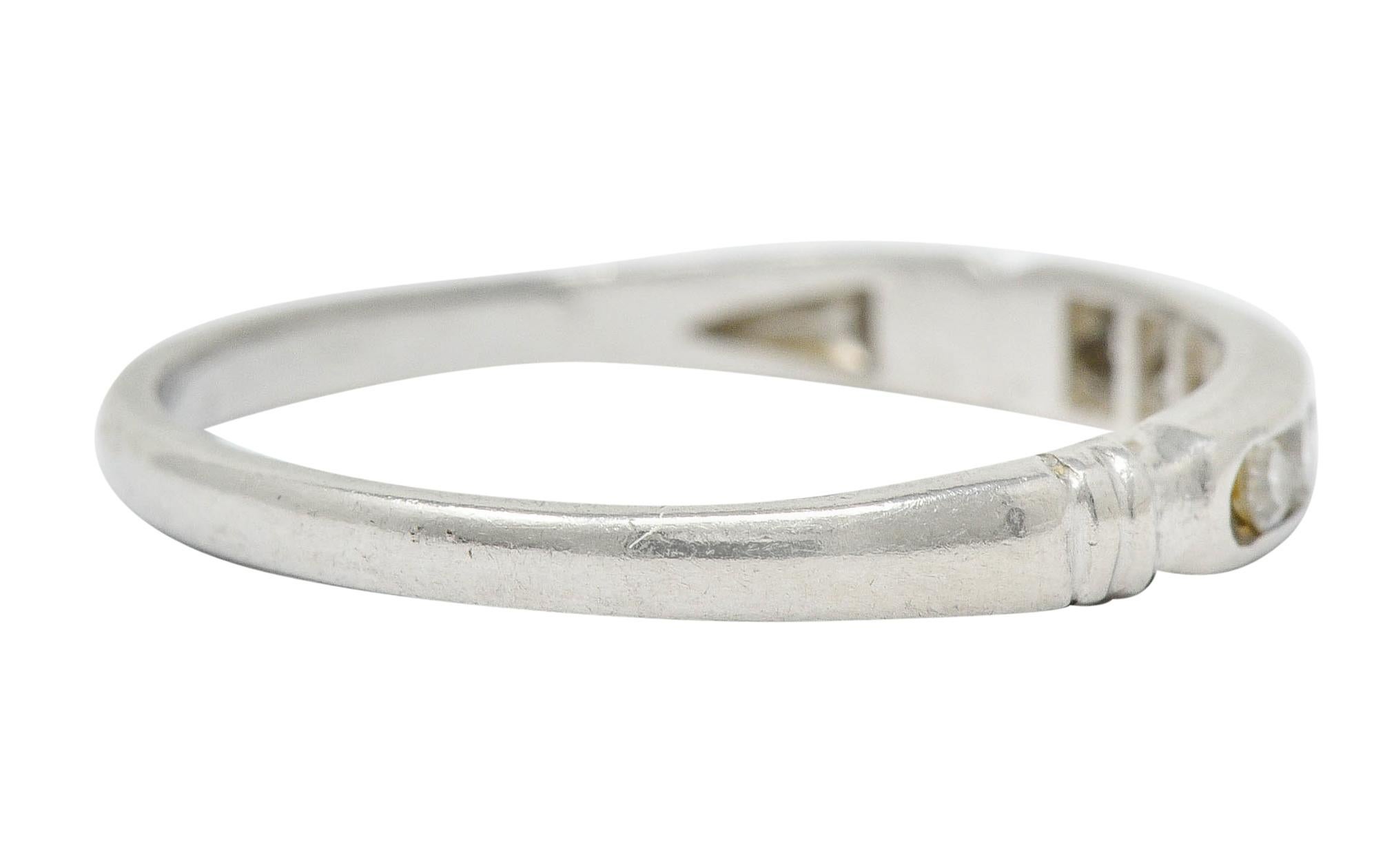 Single Cut Early Art Deco Diamond Platinum Wedding Stacking Band Ring