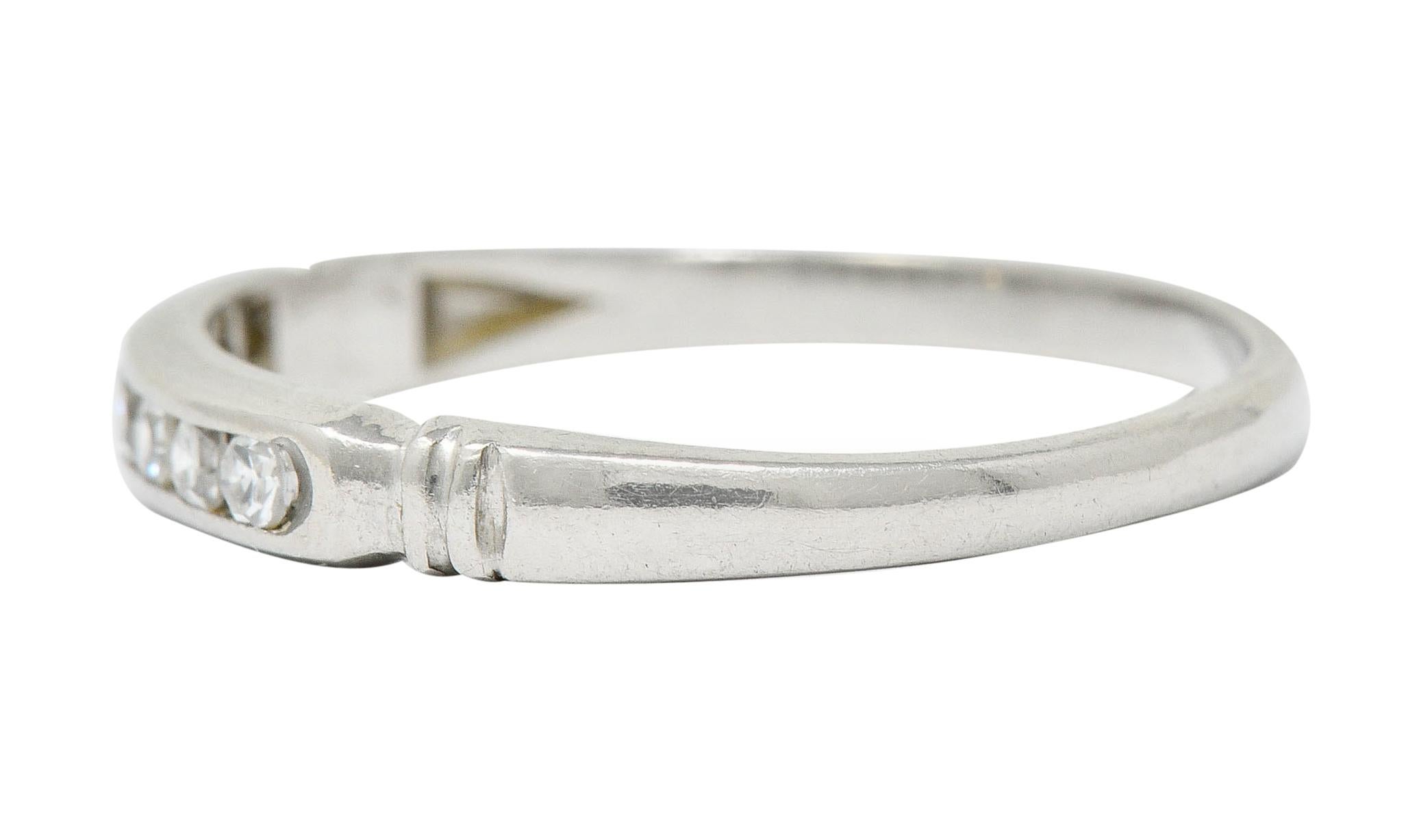 Women's or Men's Early Art Deco Diamond Platinum Wedding Stacking Band Ring