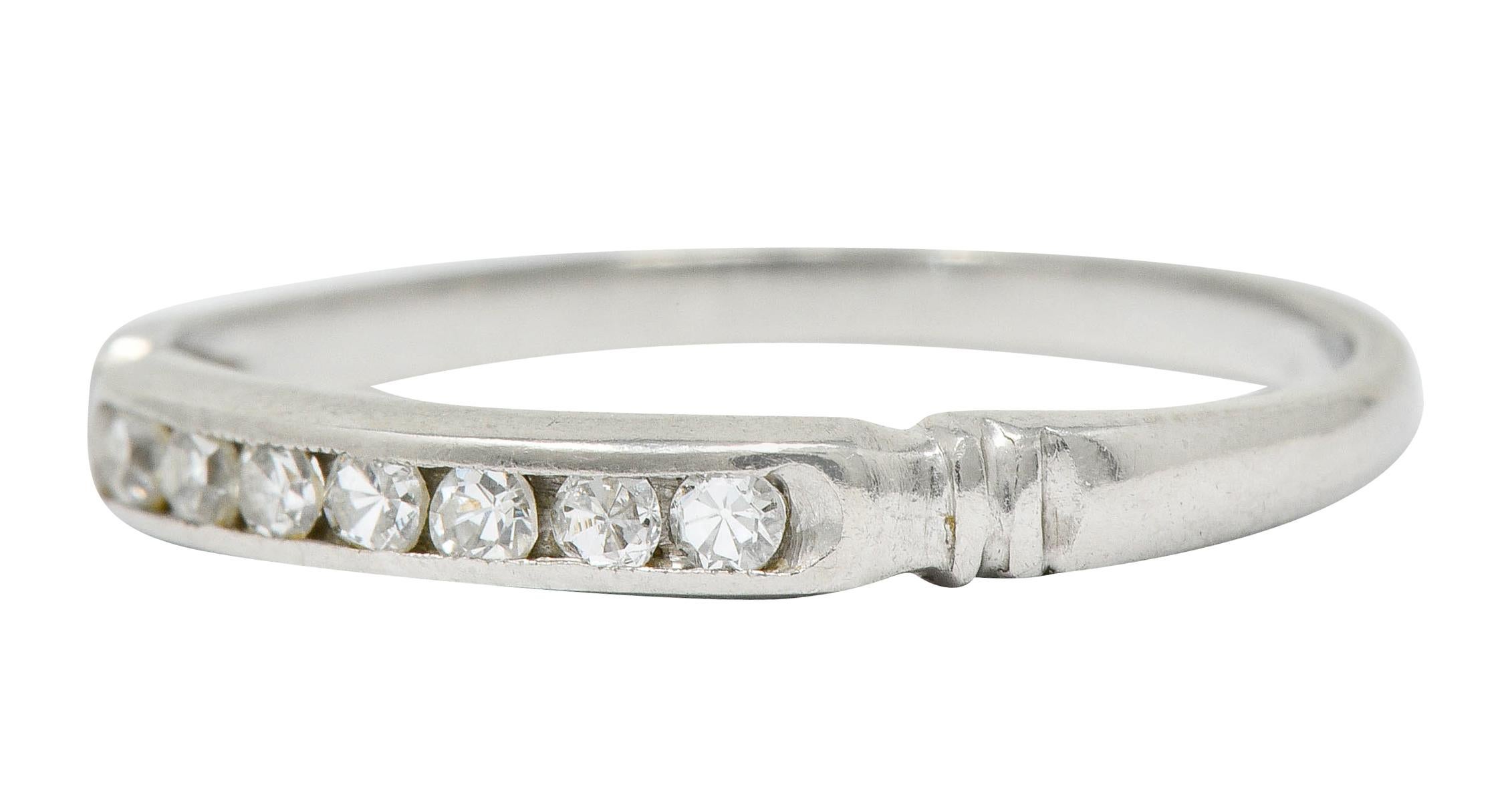 Early Art Deco Diamond Platinum Wedding Stacking Band Ring 1
