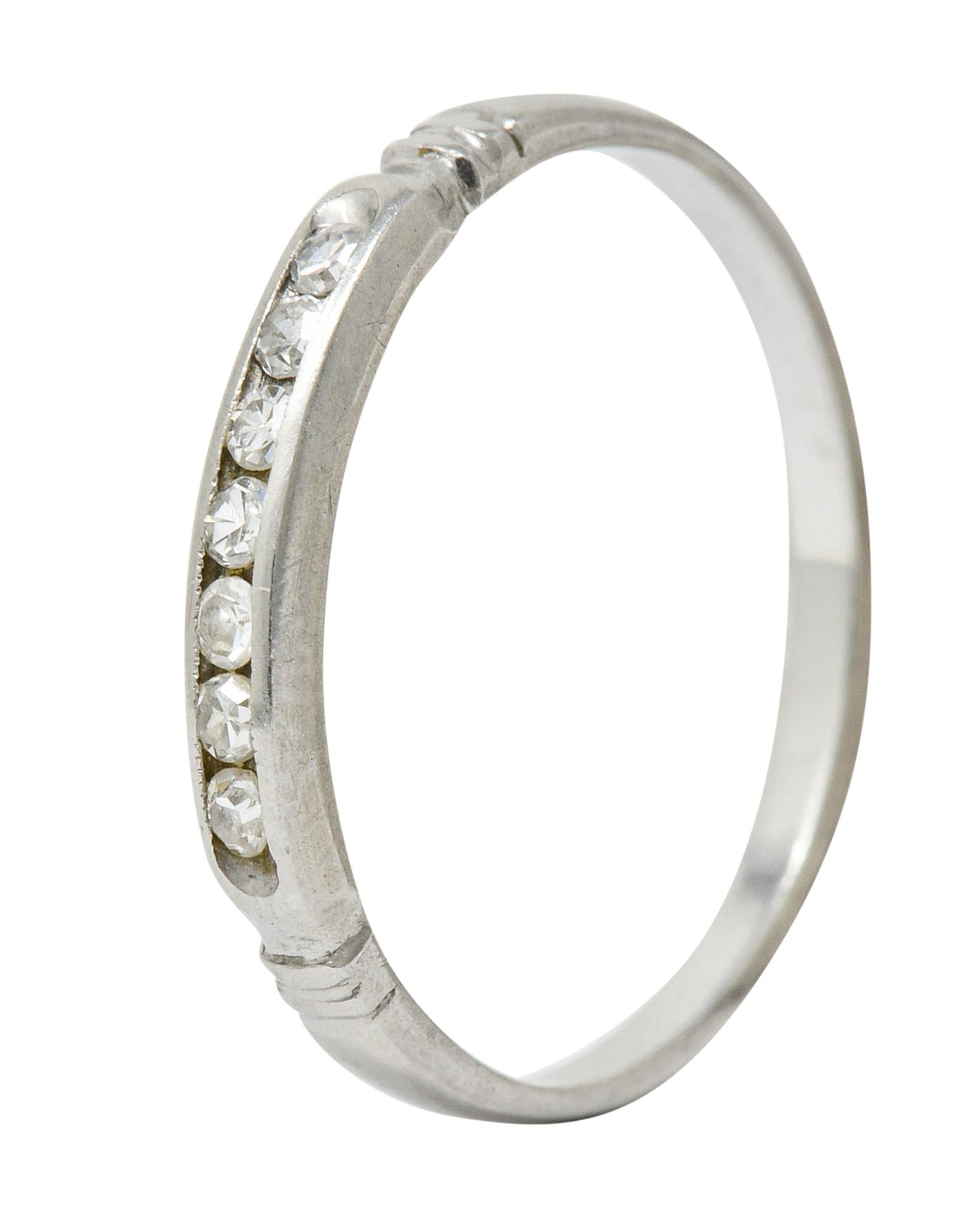 Early Art Deco Diamond Platinum Wedding Stacking Band Ring 3