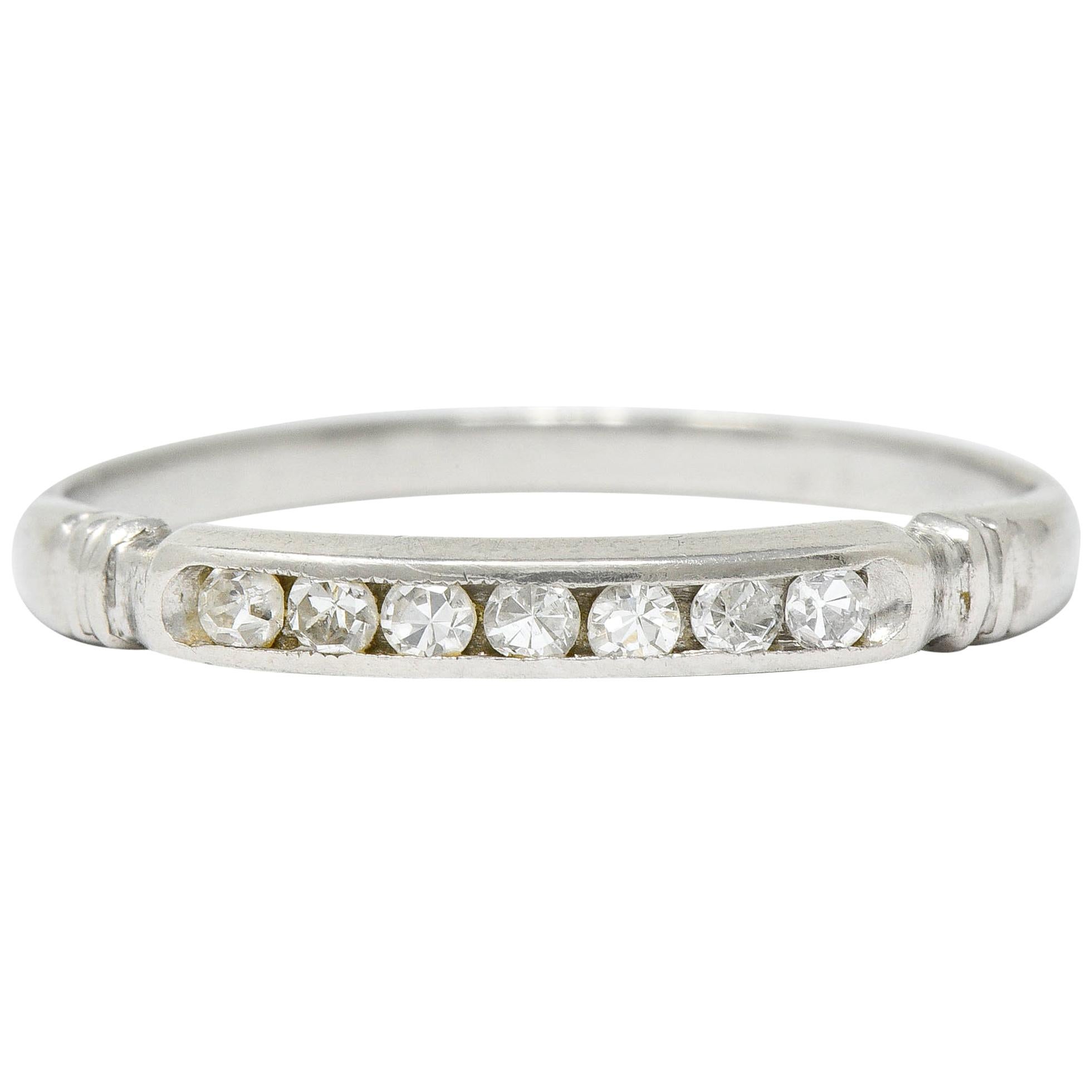 Early Art Deco Diamond Platinum Wedding Stacking Band Ring