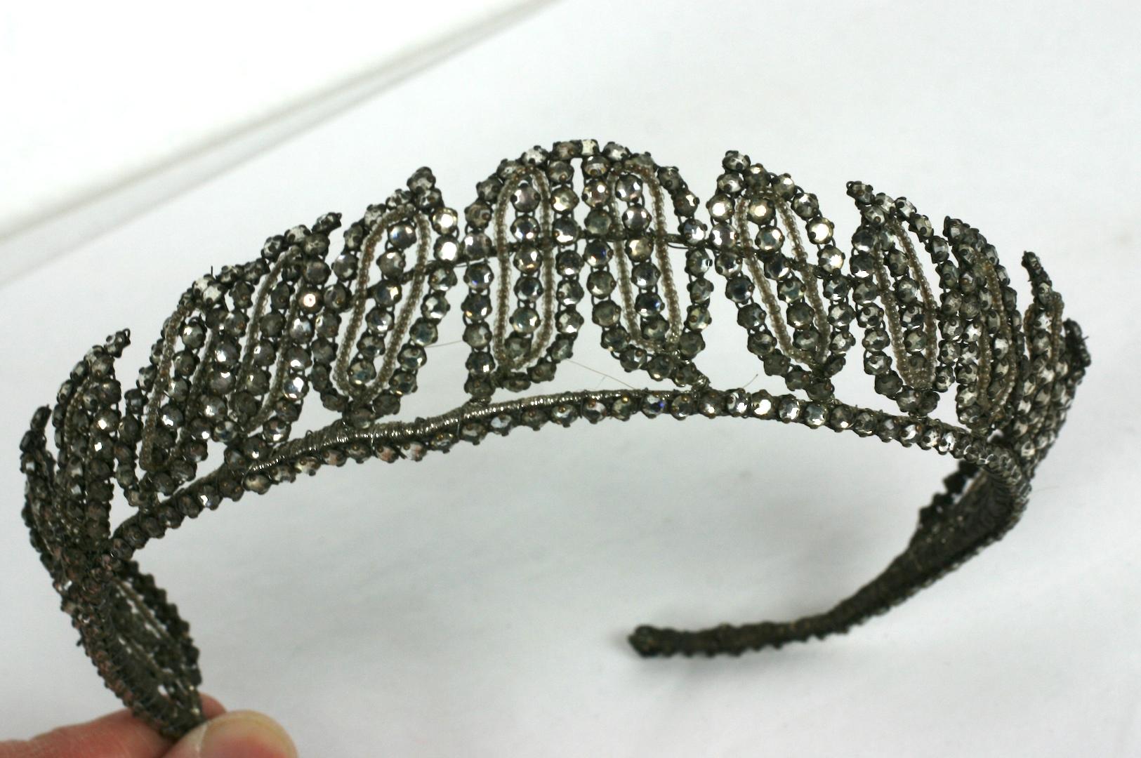 Early Art Deco French Crystal Tiara  For Sale 2